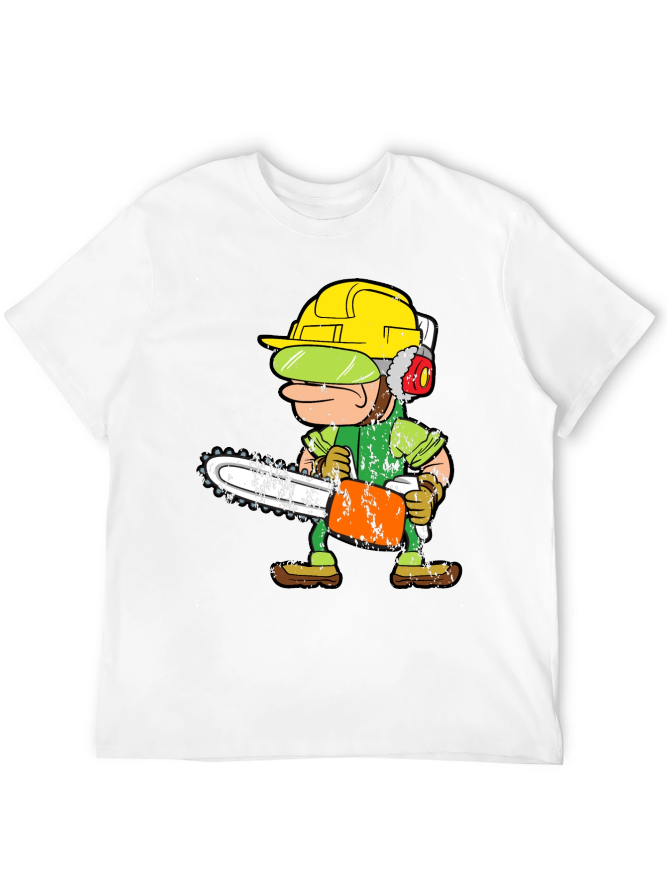 Funny Cartoon Chainsaw Lumberjack Graphic Tee