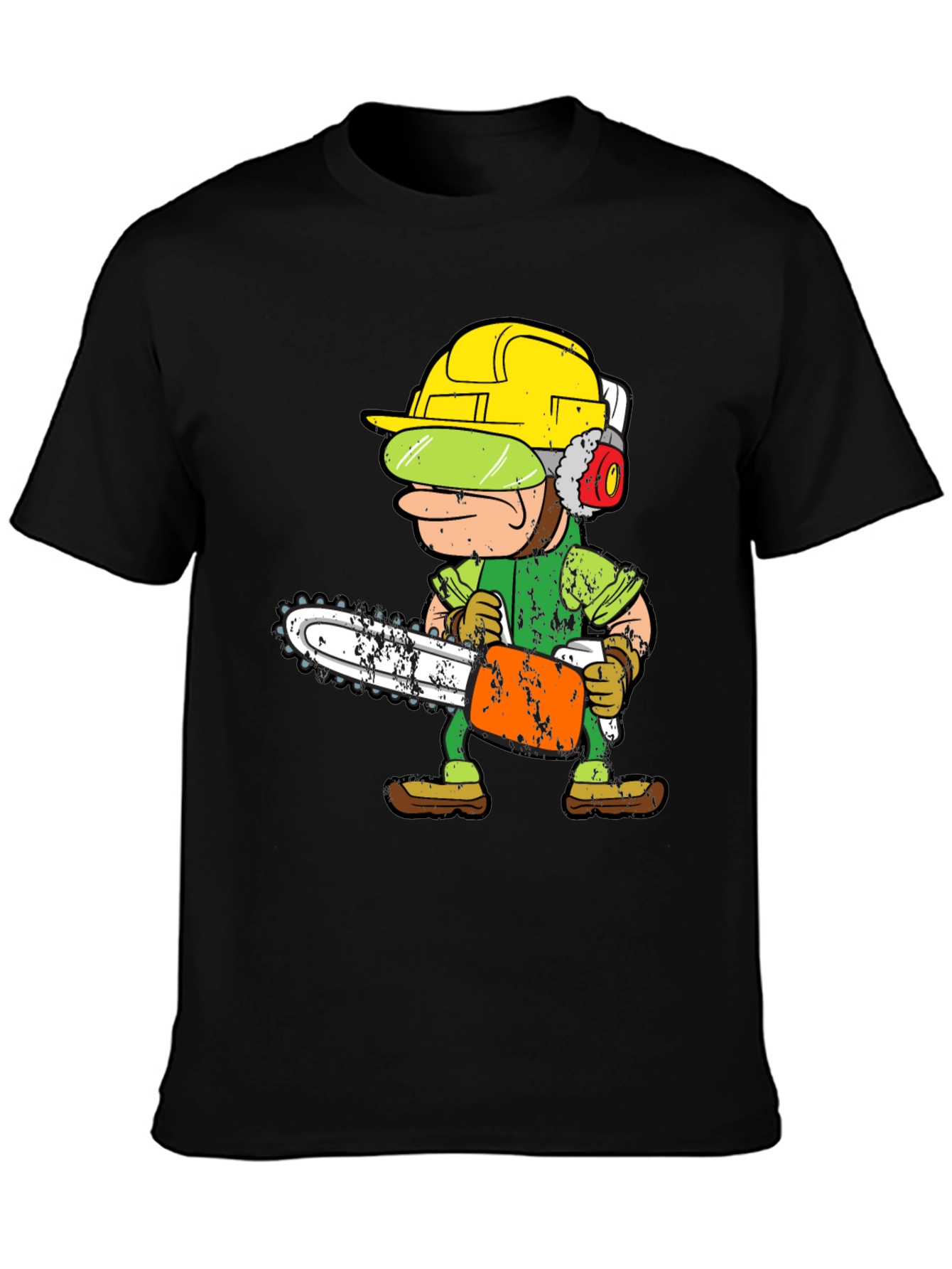 Funny Cartoon Chainsaw Lumberjack Graphic Tee