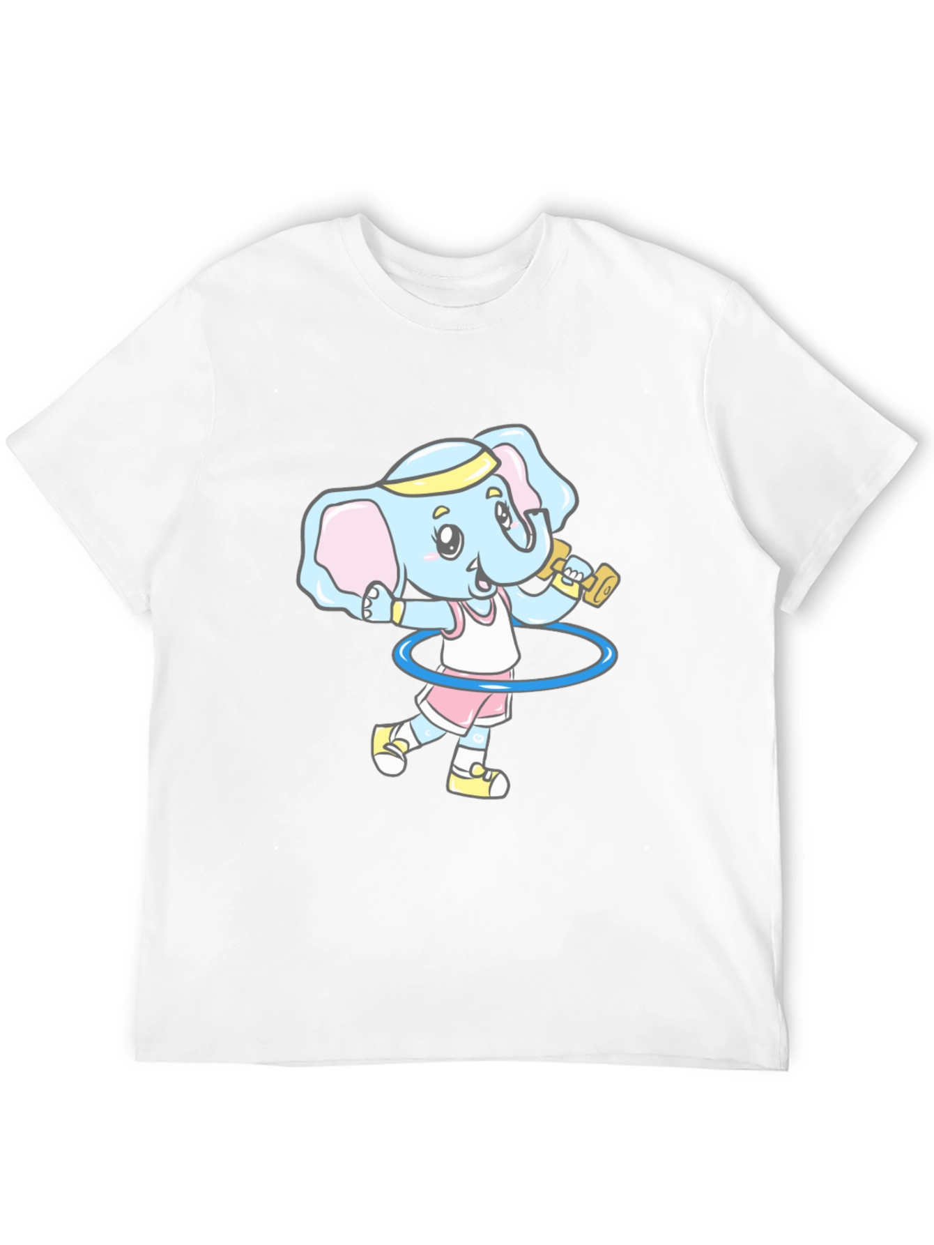 Elephant Gym Cartoon Black T-Shirt