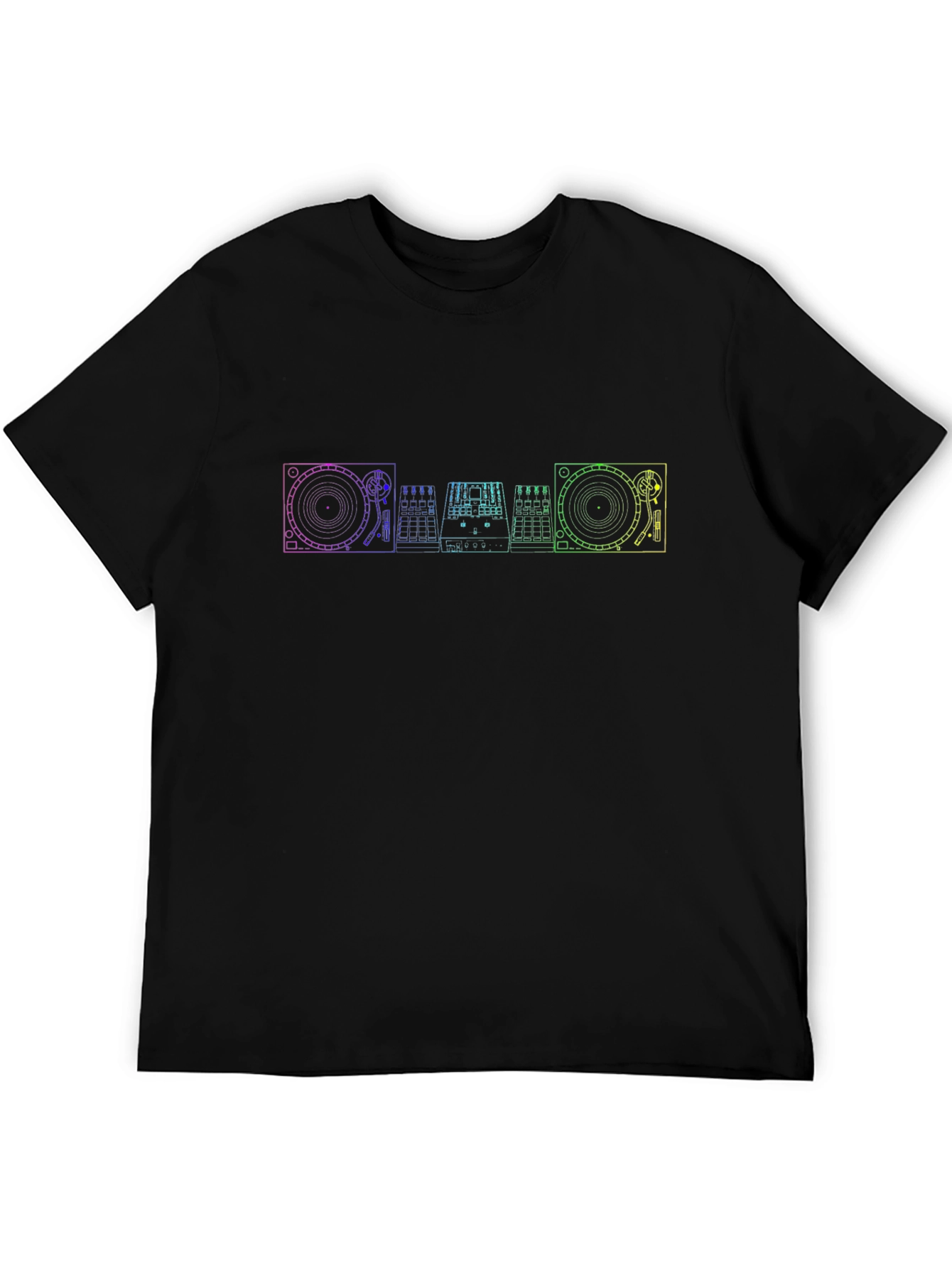 DJ Equipment Rainbow Outline T-Shirt