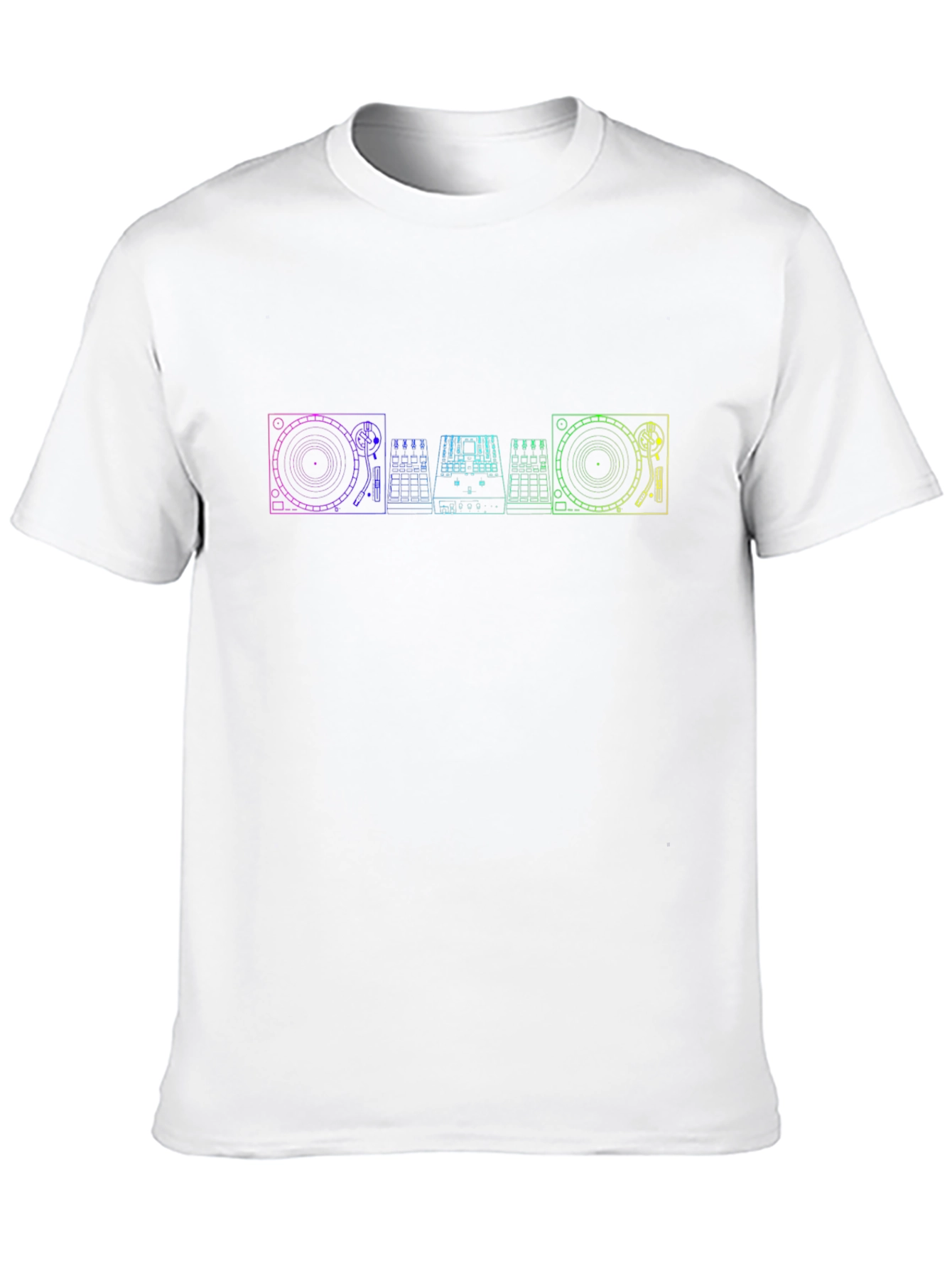 DJ Equipment Rainbow Outline T-Shirt