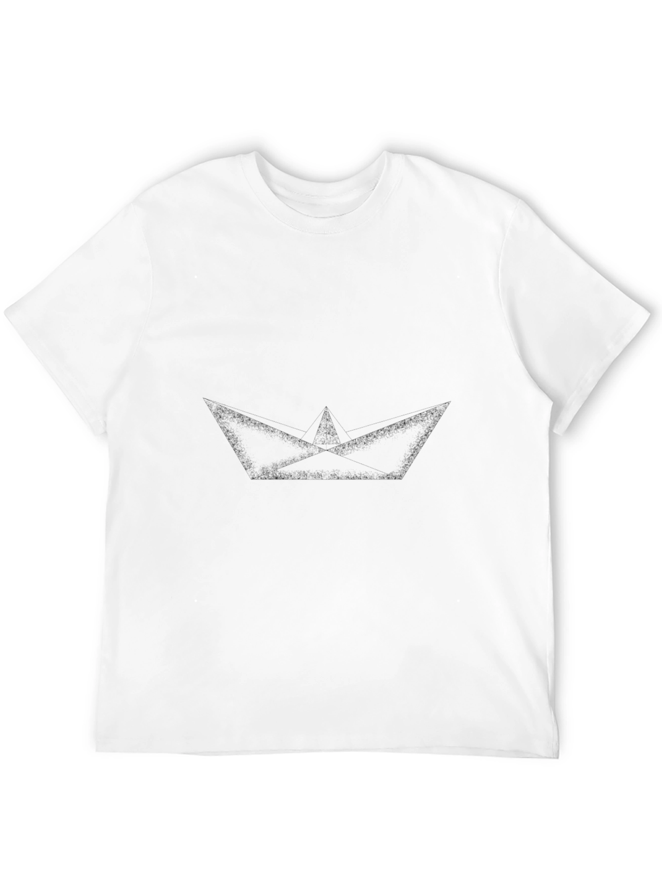 Mens Black Graphic Tee - Paper Boat Design