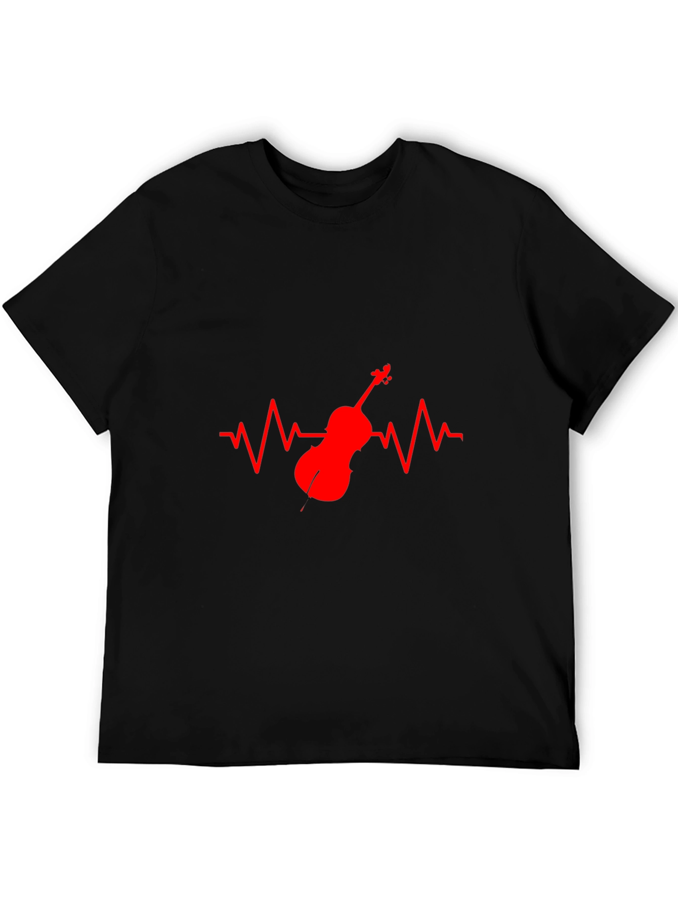 Violin Heartbeat Graphic Tee - Black
