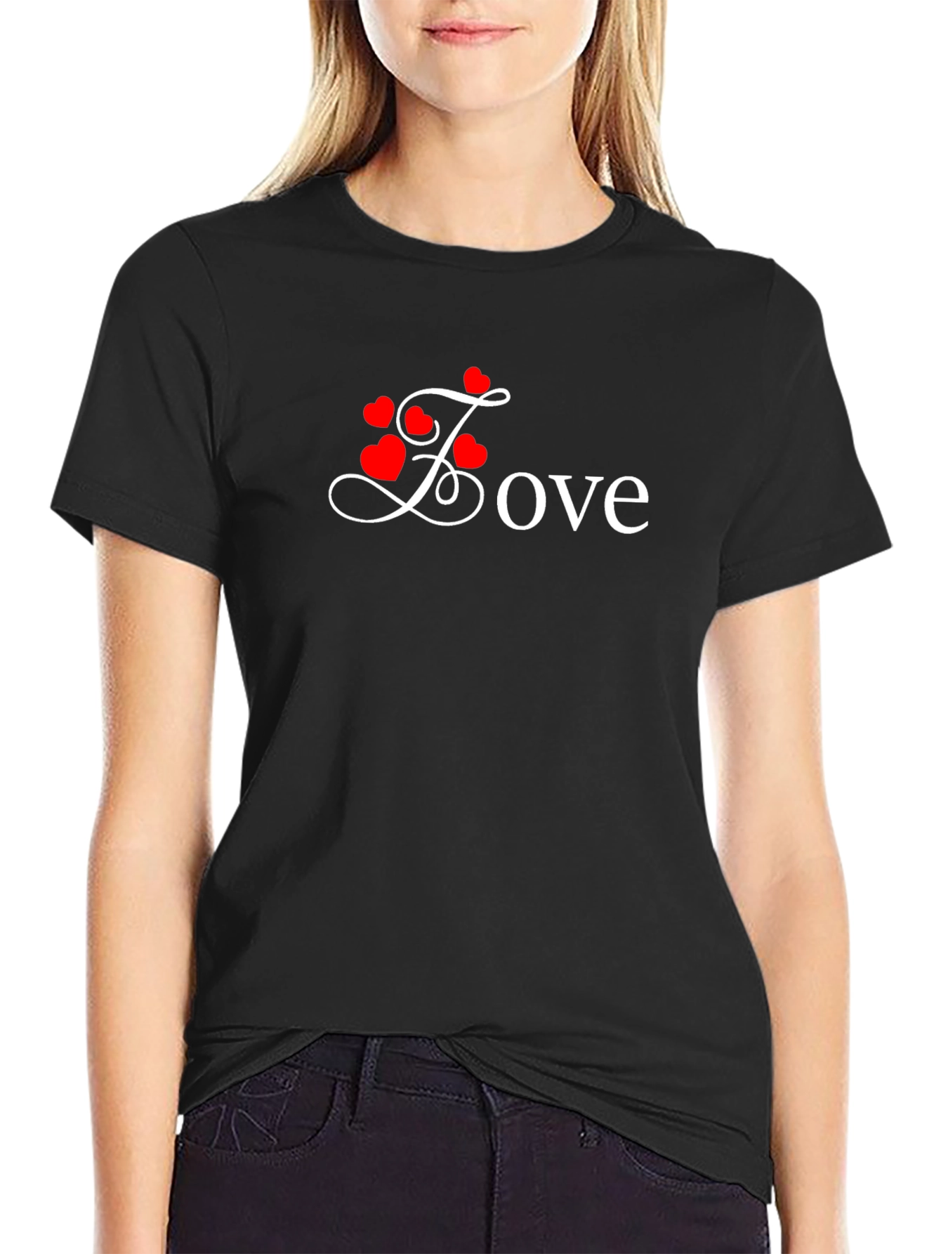 Love Heart Graphic Print Mens Black T-Shirt