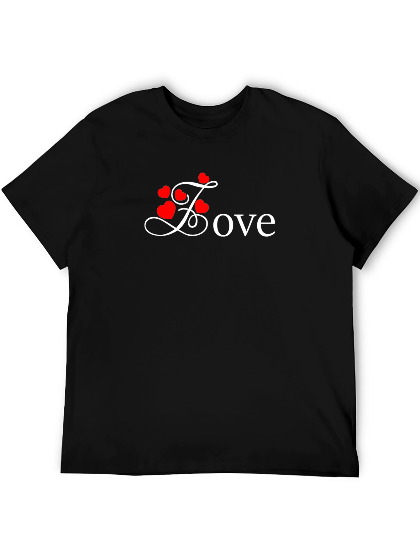 Love Heart Graphic Print Mens Black T-Shirt