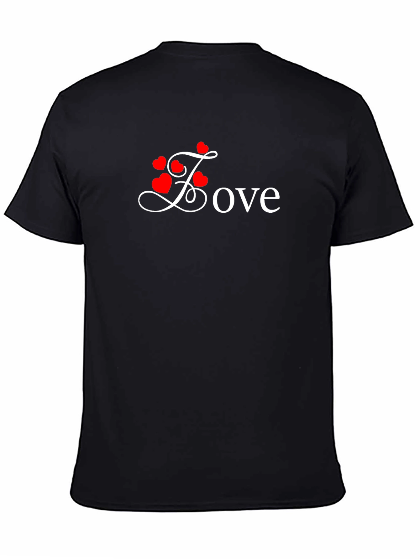 Love Heart Graphic Print Mens Black T-Shirt