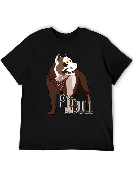 Pitbull Dog Graphic T-Shirt - Casual Crew Neck Tee