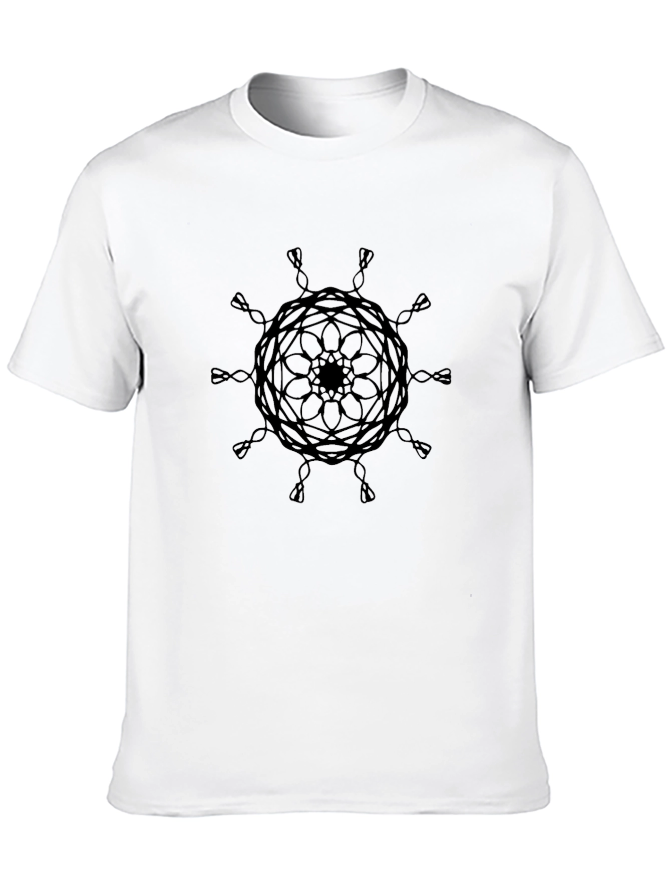 Geometric Mandala Print Black T-Shirt