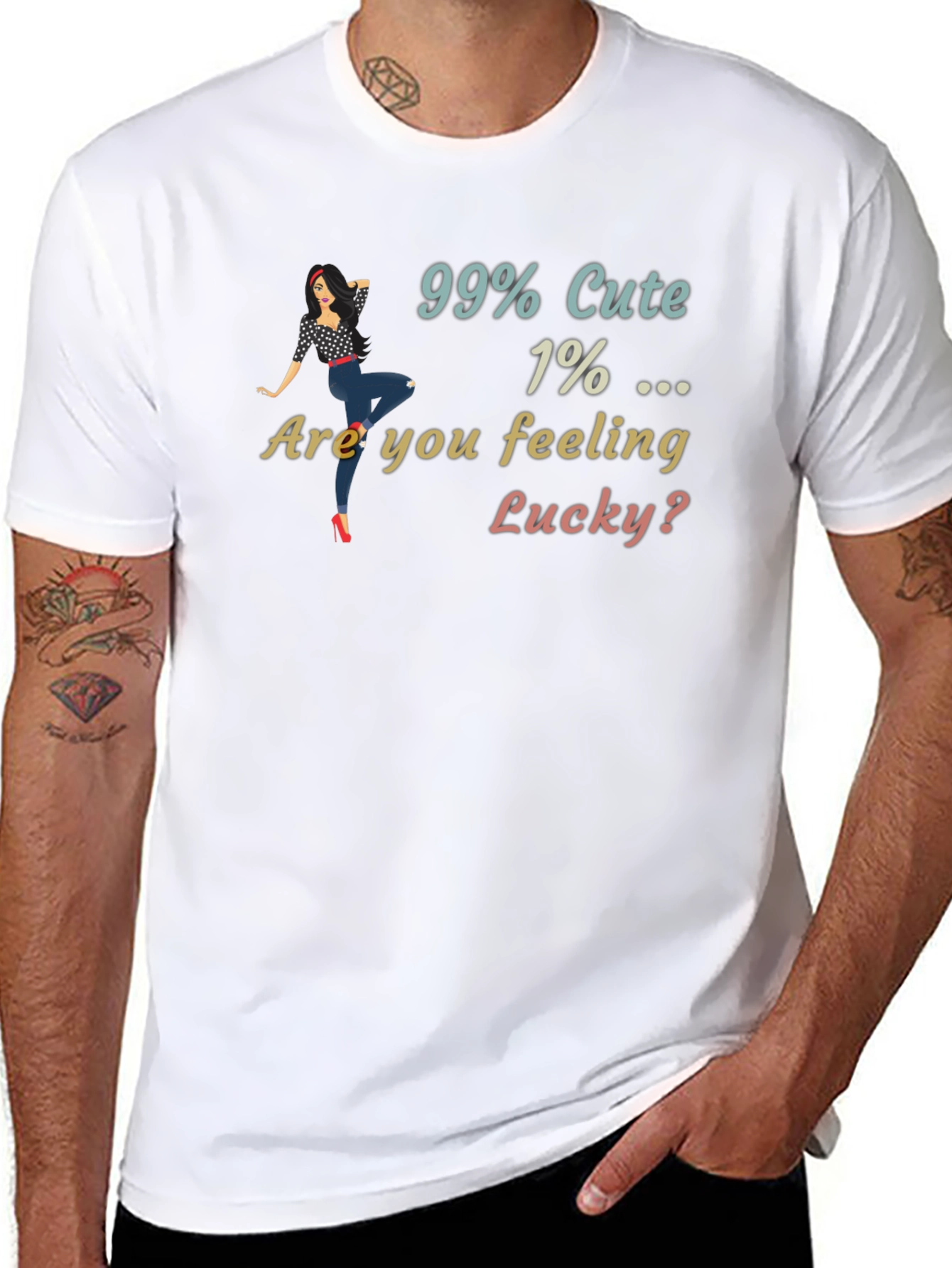 99% Cute T-Shirt Lucky Graphic Print