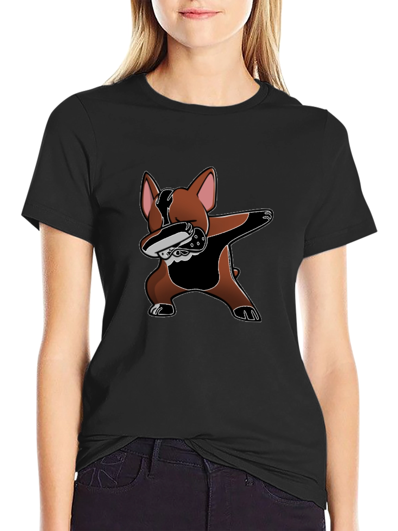 Dabbing Dog Graphic Tee - Black