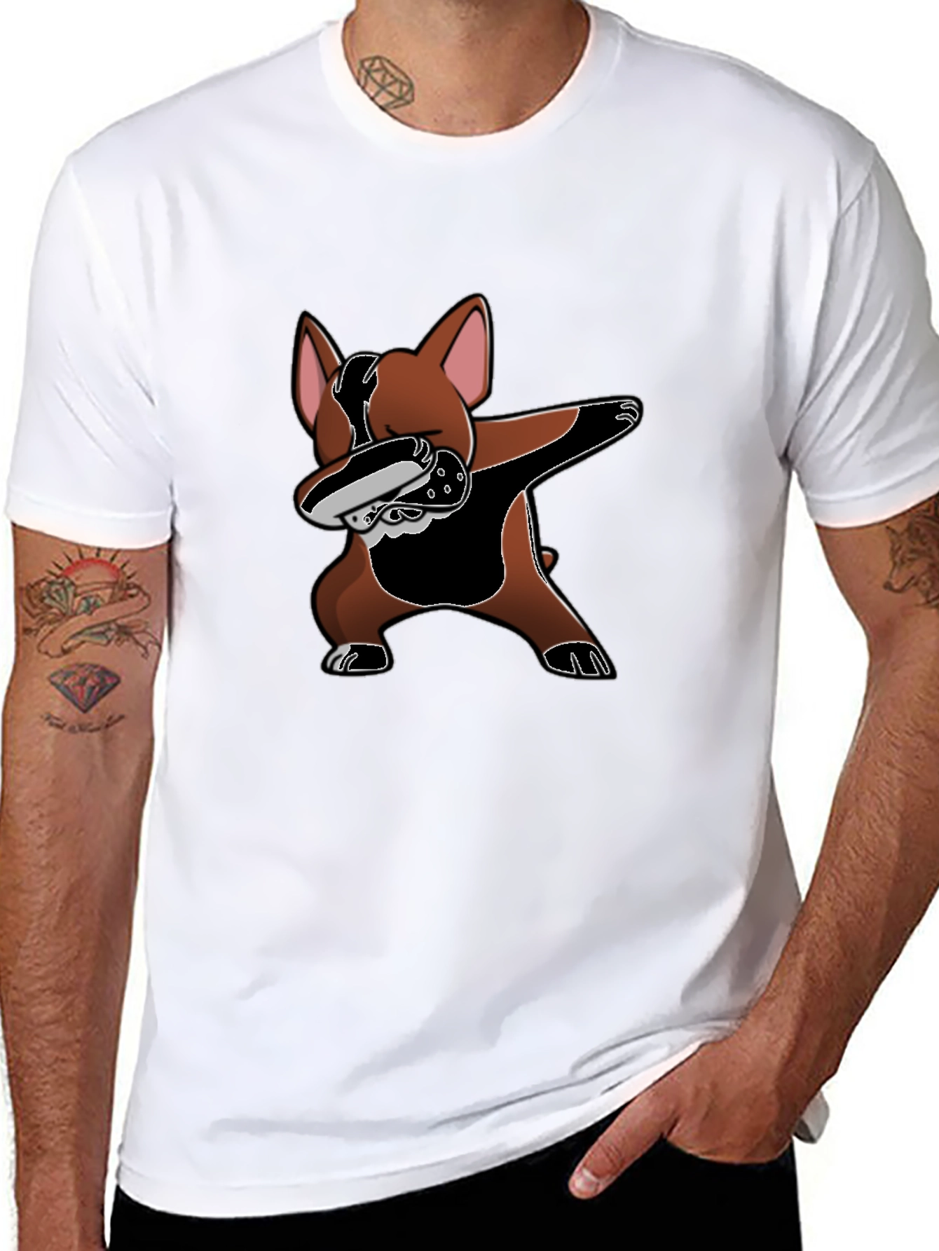 Dabbing Dog Graphic Tee - Black