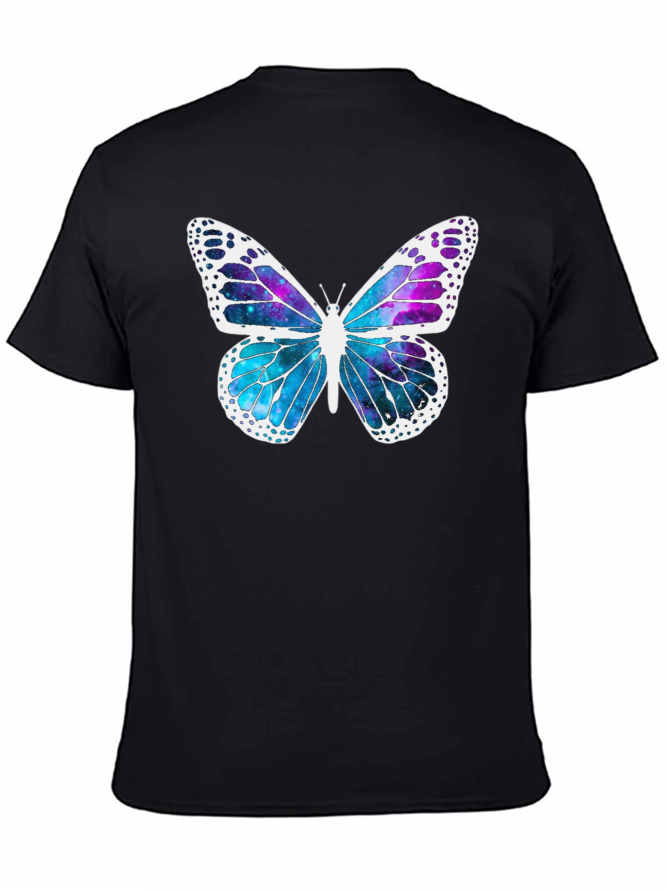 Butterfly Galaxy Graphic Tee - Stylish Mens Black T-Shirt