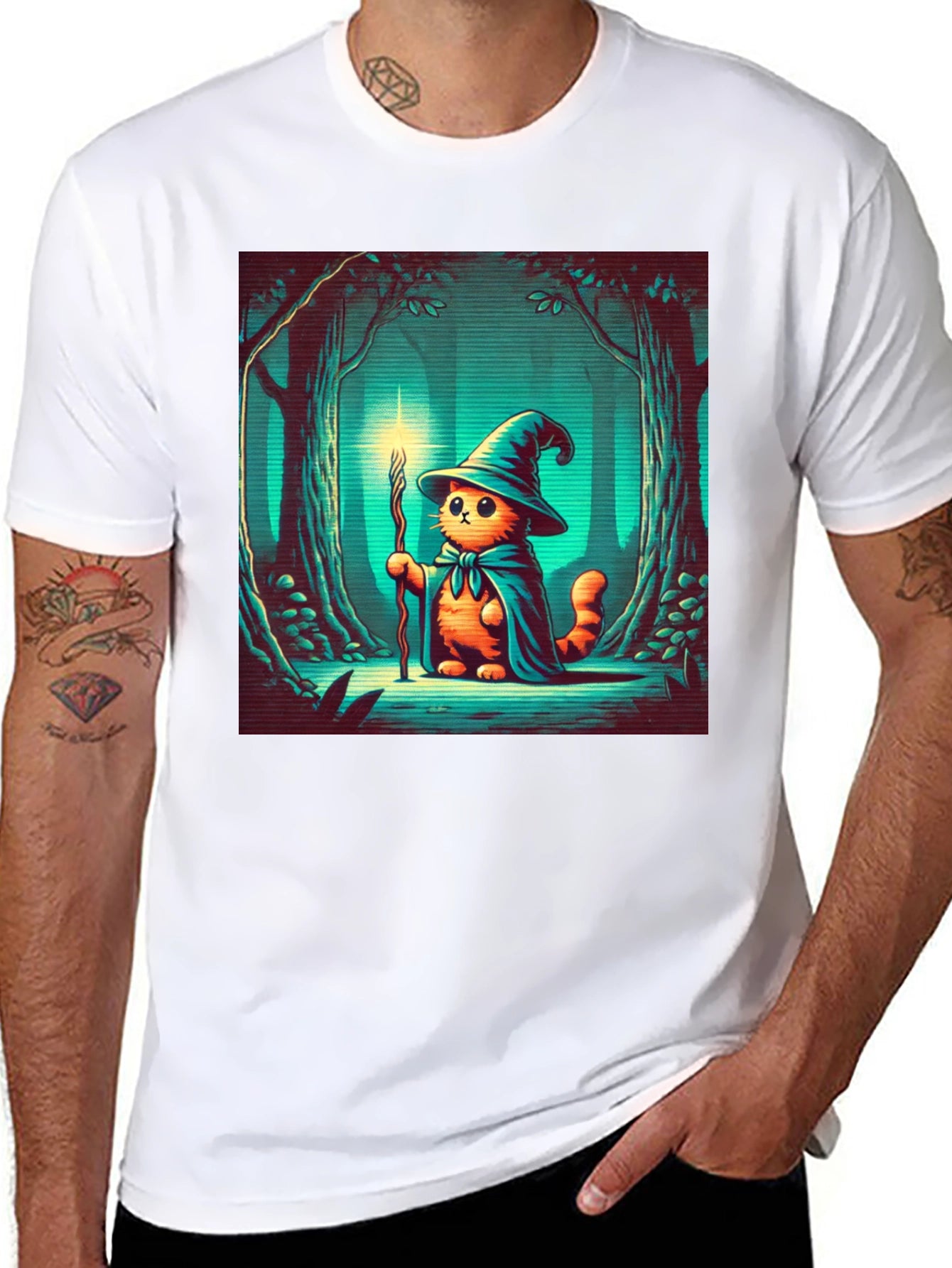 Wizard Cat T-Shirt - Magical Feline Adventure