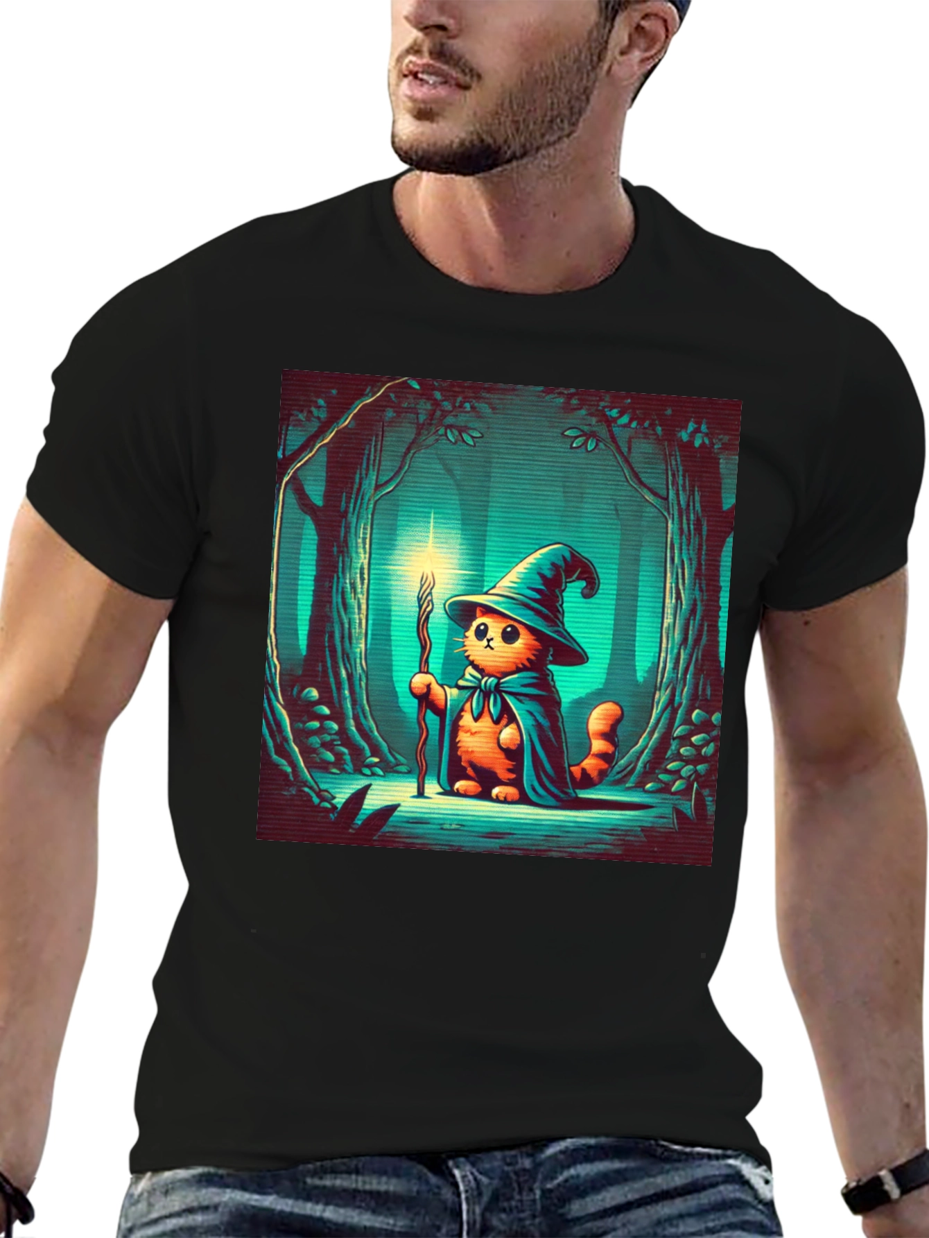 Wizard Cat T-Shirt - Magical Feline Adventure