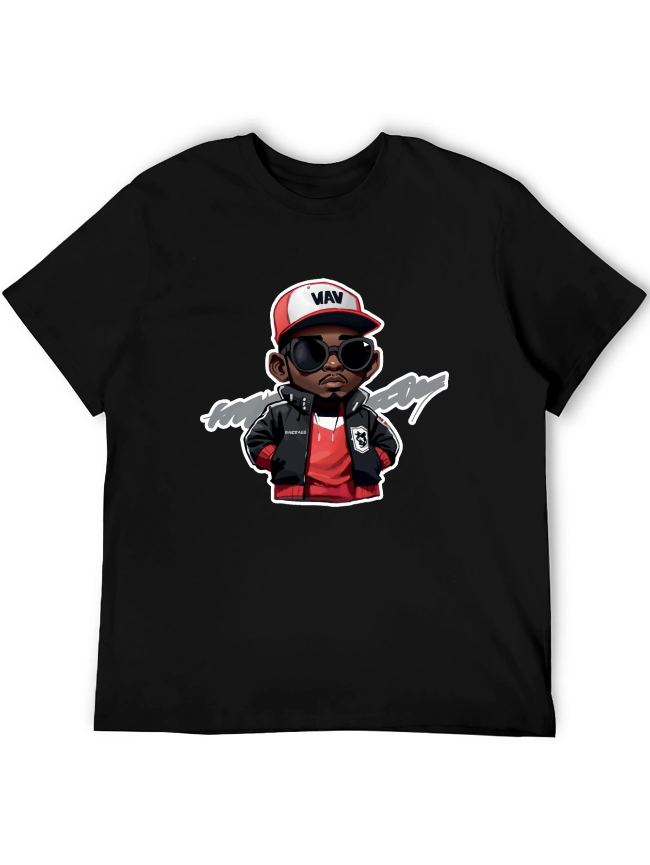 Cartoon Character Graphic Print Black Tee