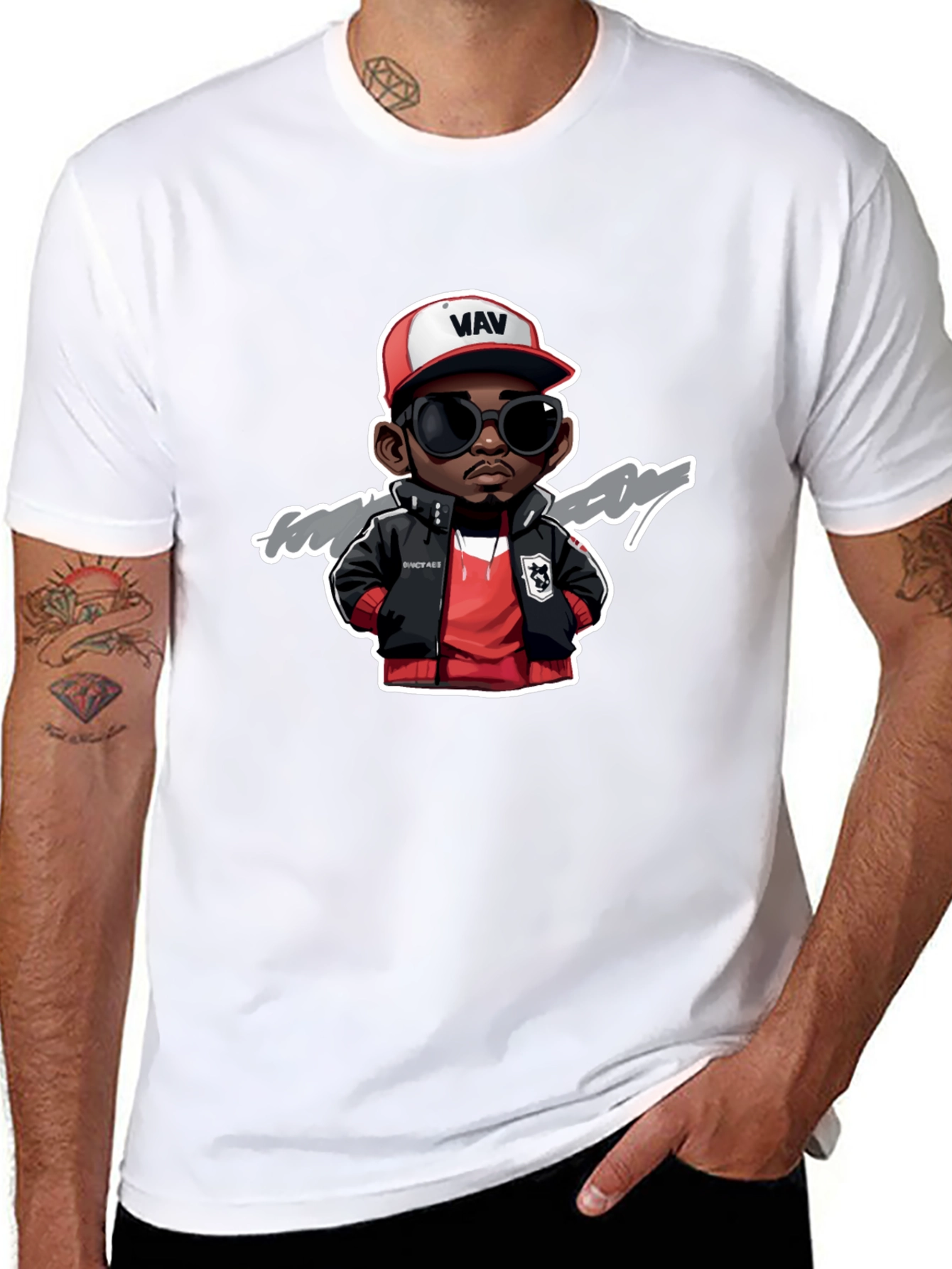 Cartoon Character Graphic Print Black Tee
