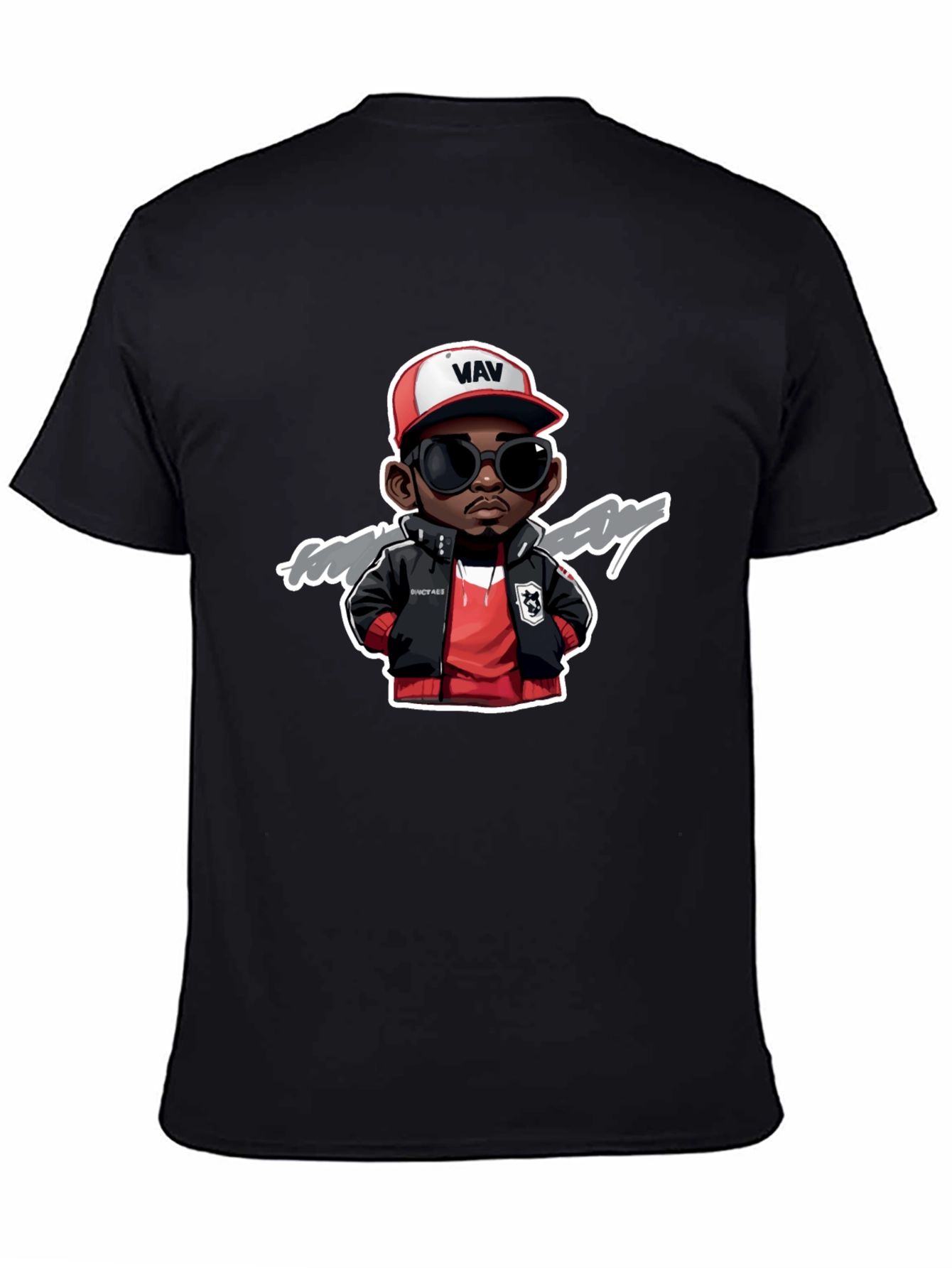 Cartoon Character Graphic Print Black Tee