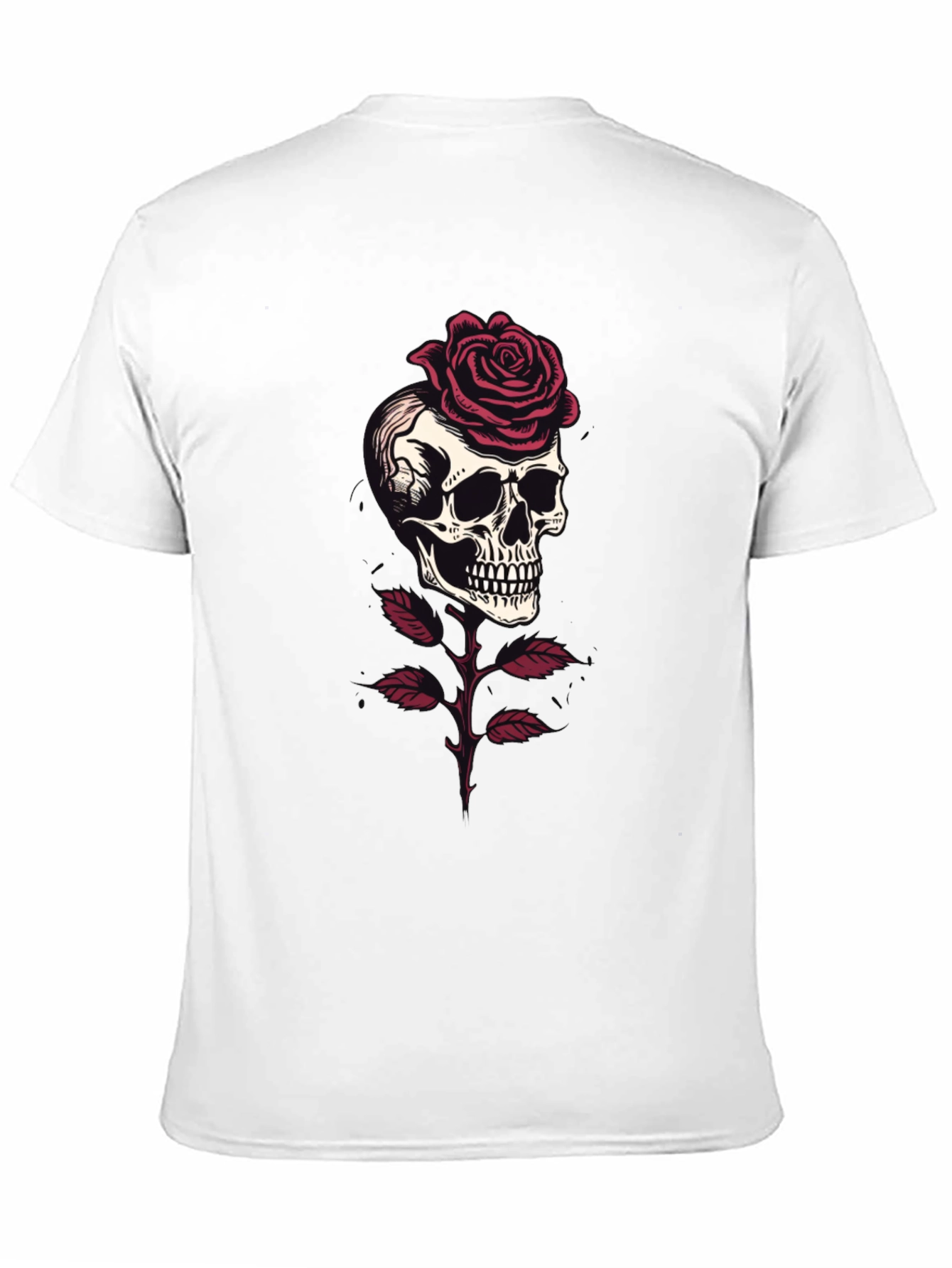 Skull & Rose Graphic Tee - Gothic Style