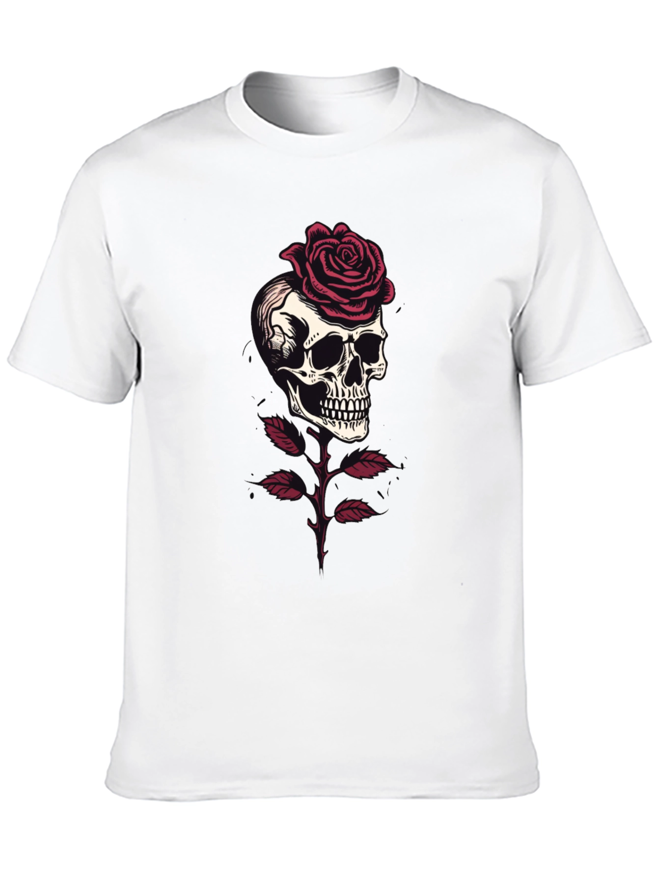 Skull & Rose Graphic Tee - Gothic Style