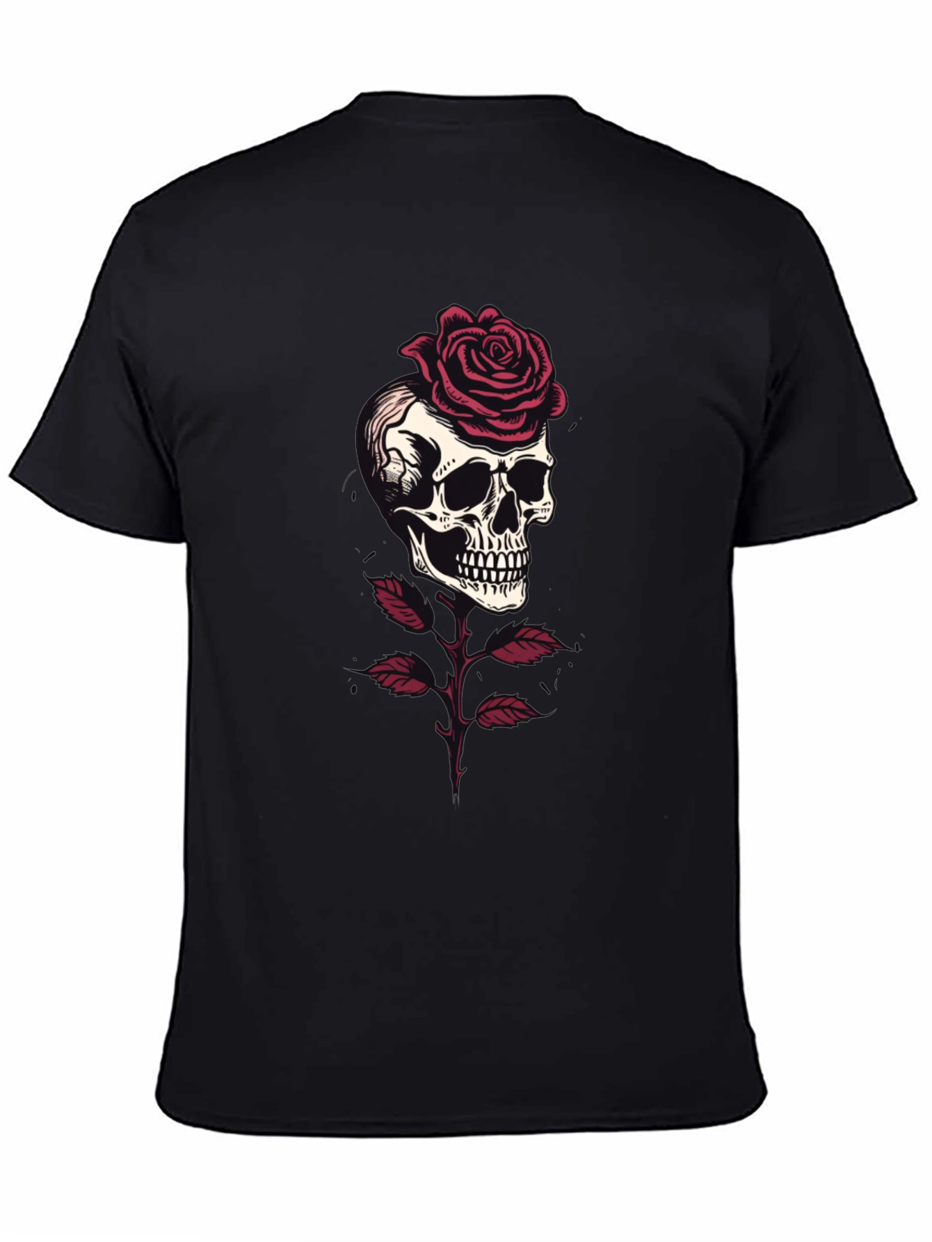 Skull & Rose Graphic Tee - Gothic Style