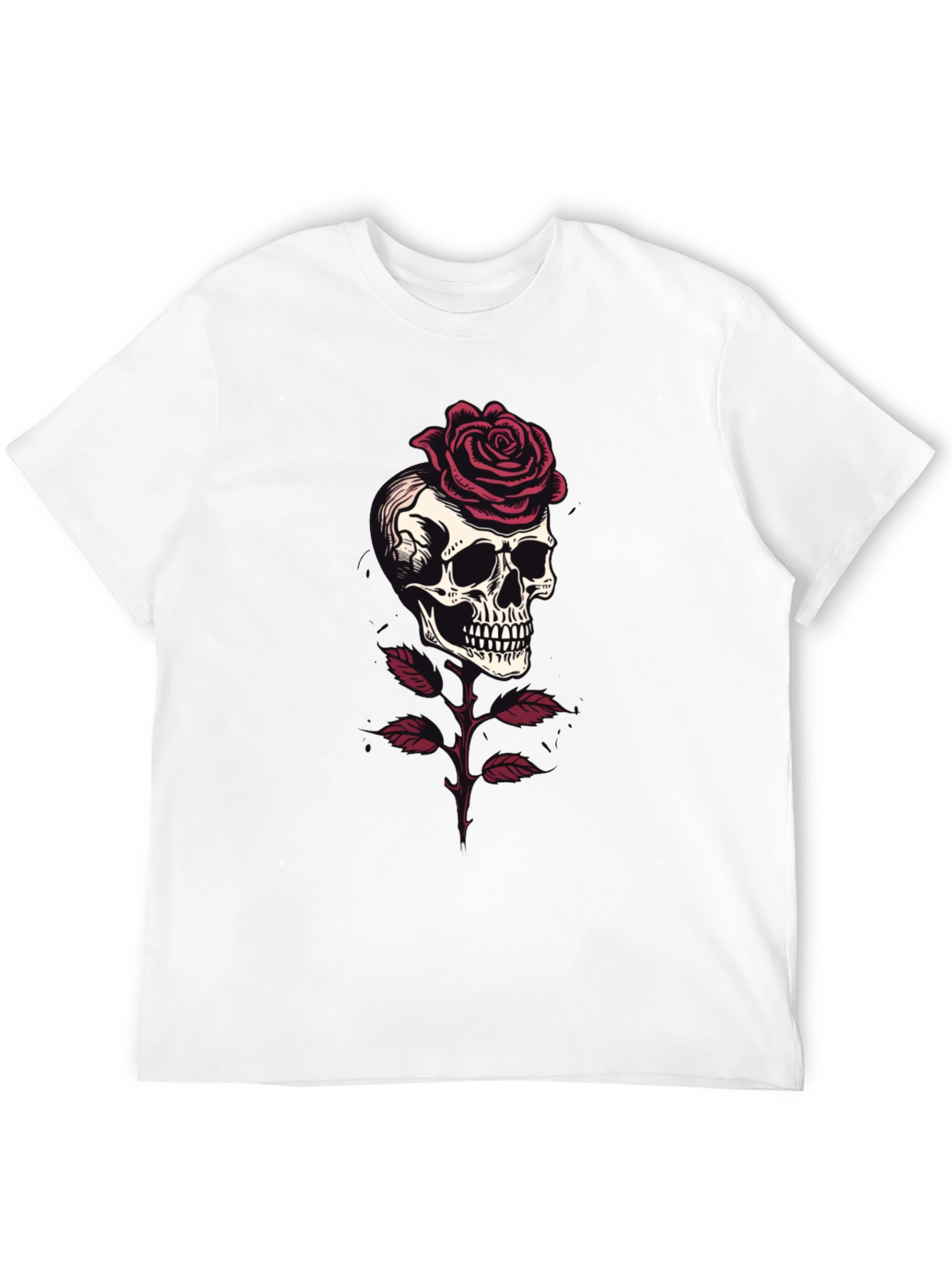 Skull & Rose Graphic Tee - Gothic Style