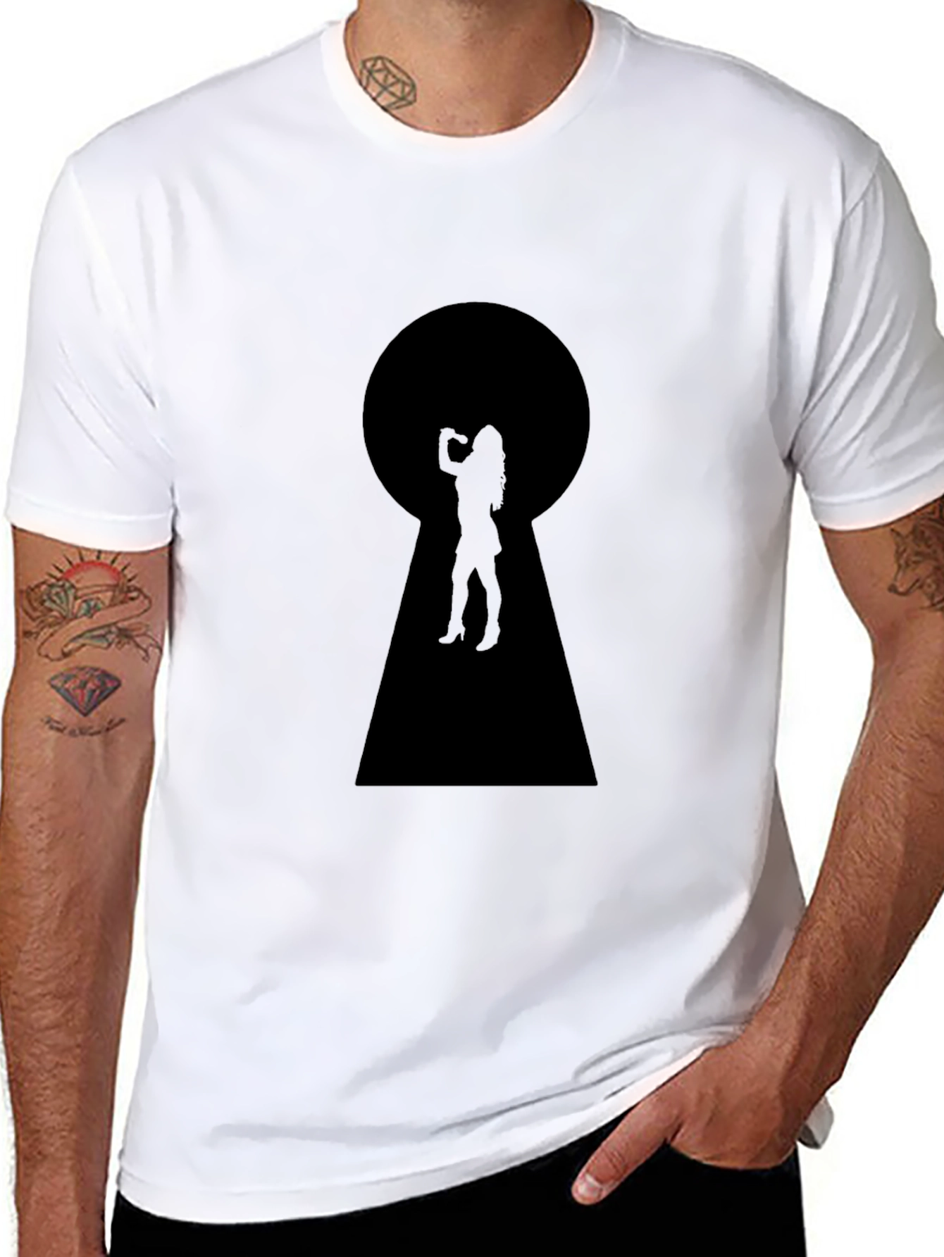 Keyhole Silhouette Graphic T-Shirt