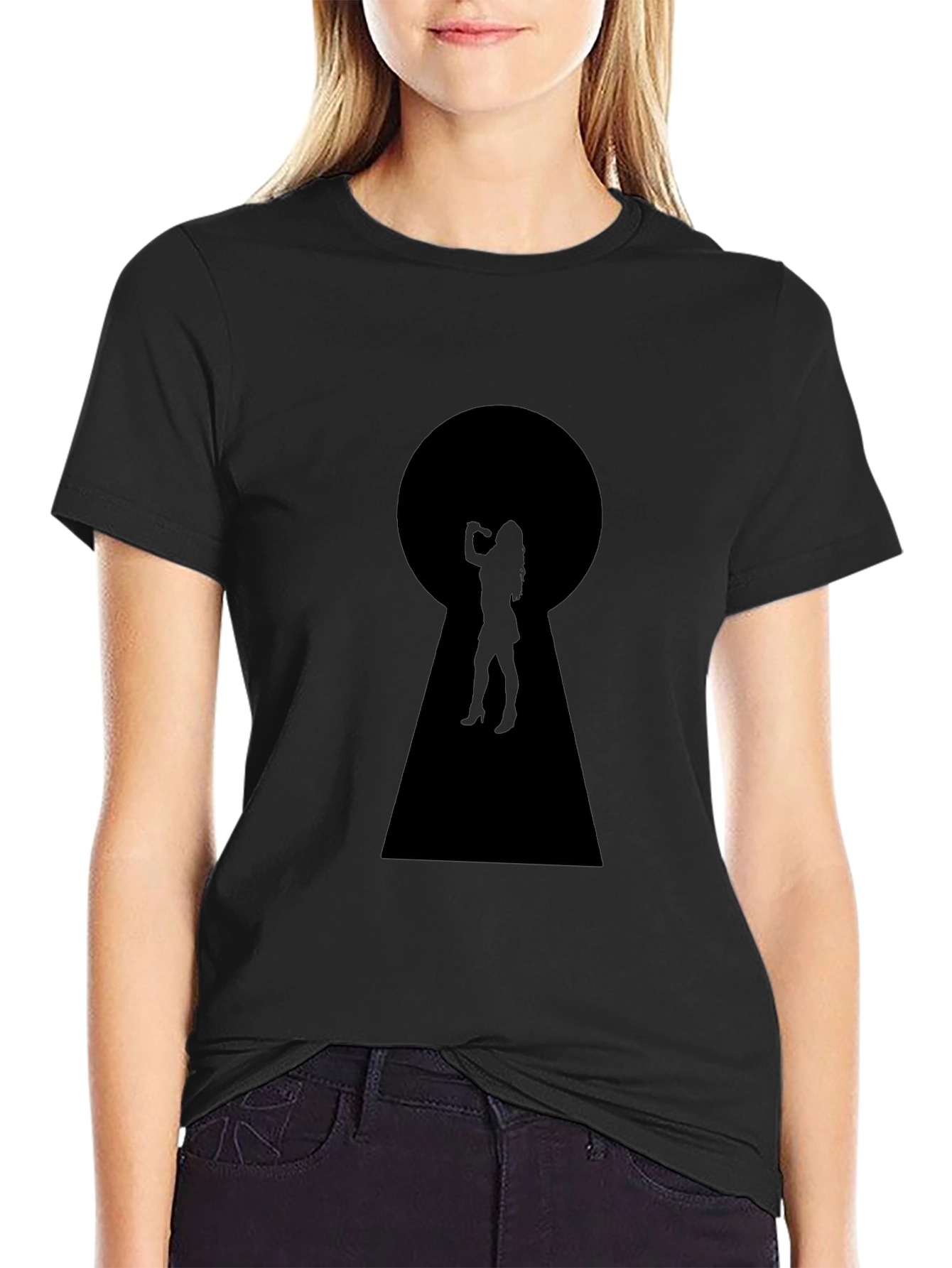Keyhole Silhouette Graphic T-Shirt