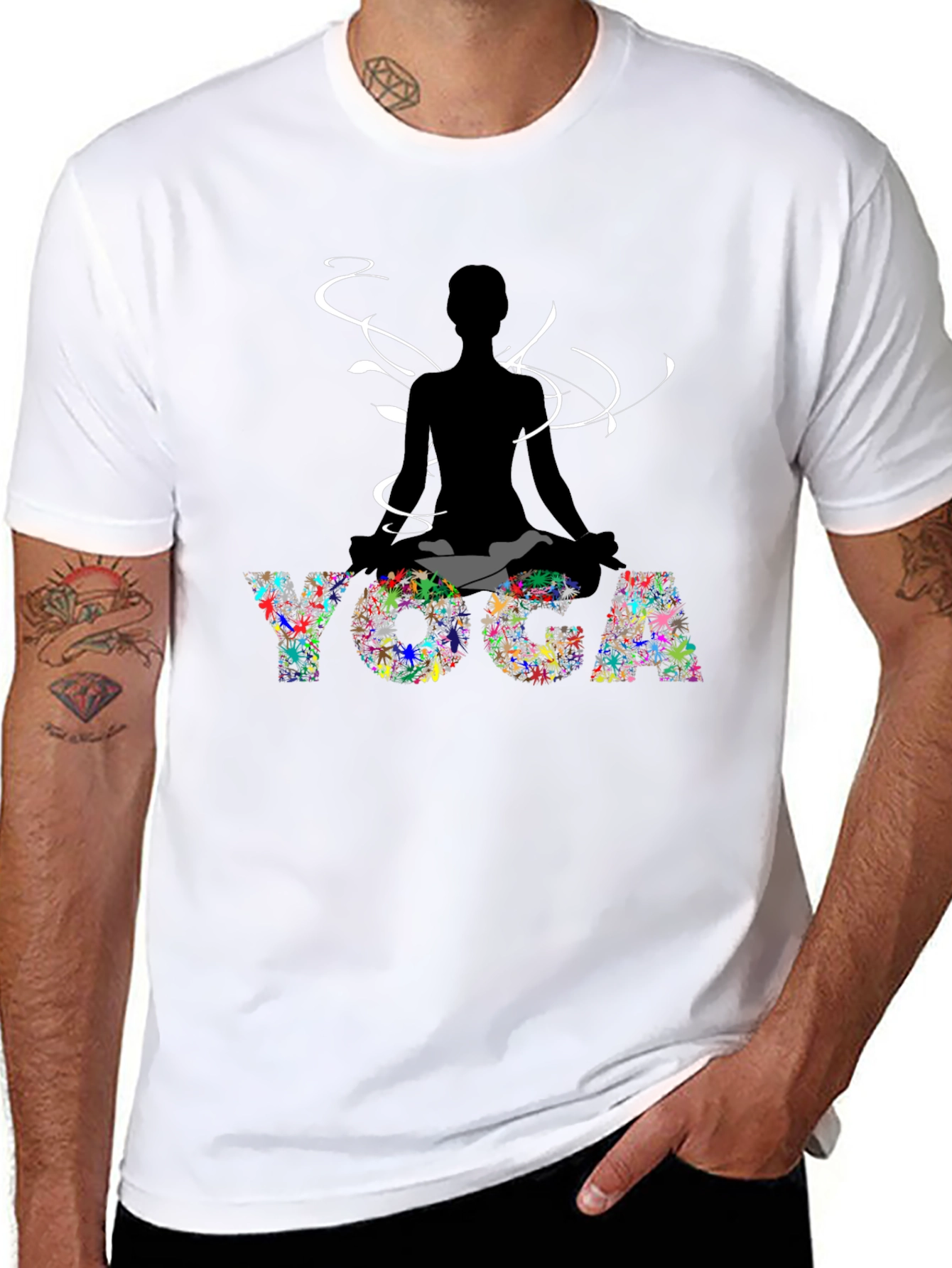 Yoga Silhouette Graphic T-Shirt - Black