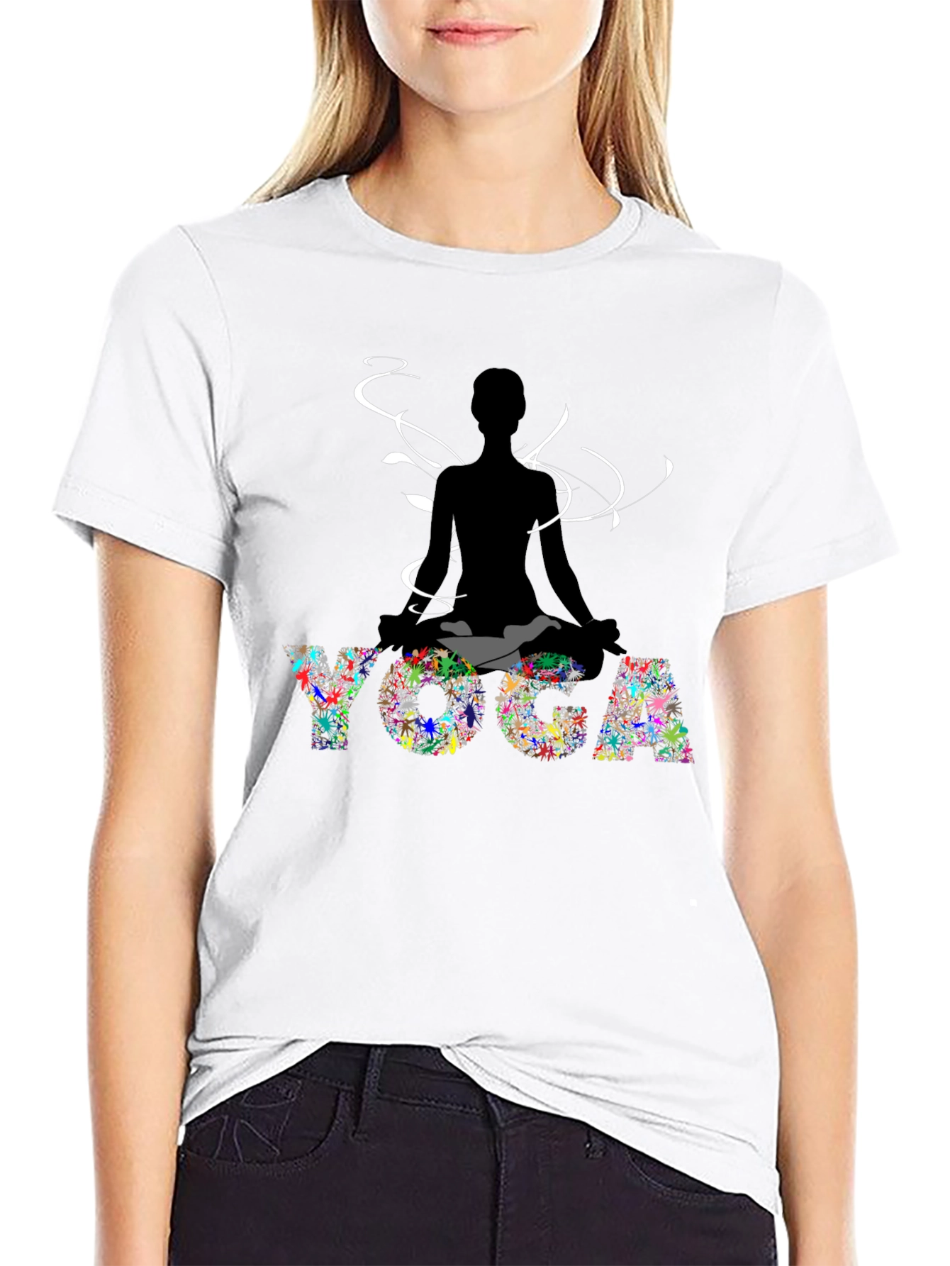 Yoga Silhouette Graphic T-Shirt - Black