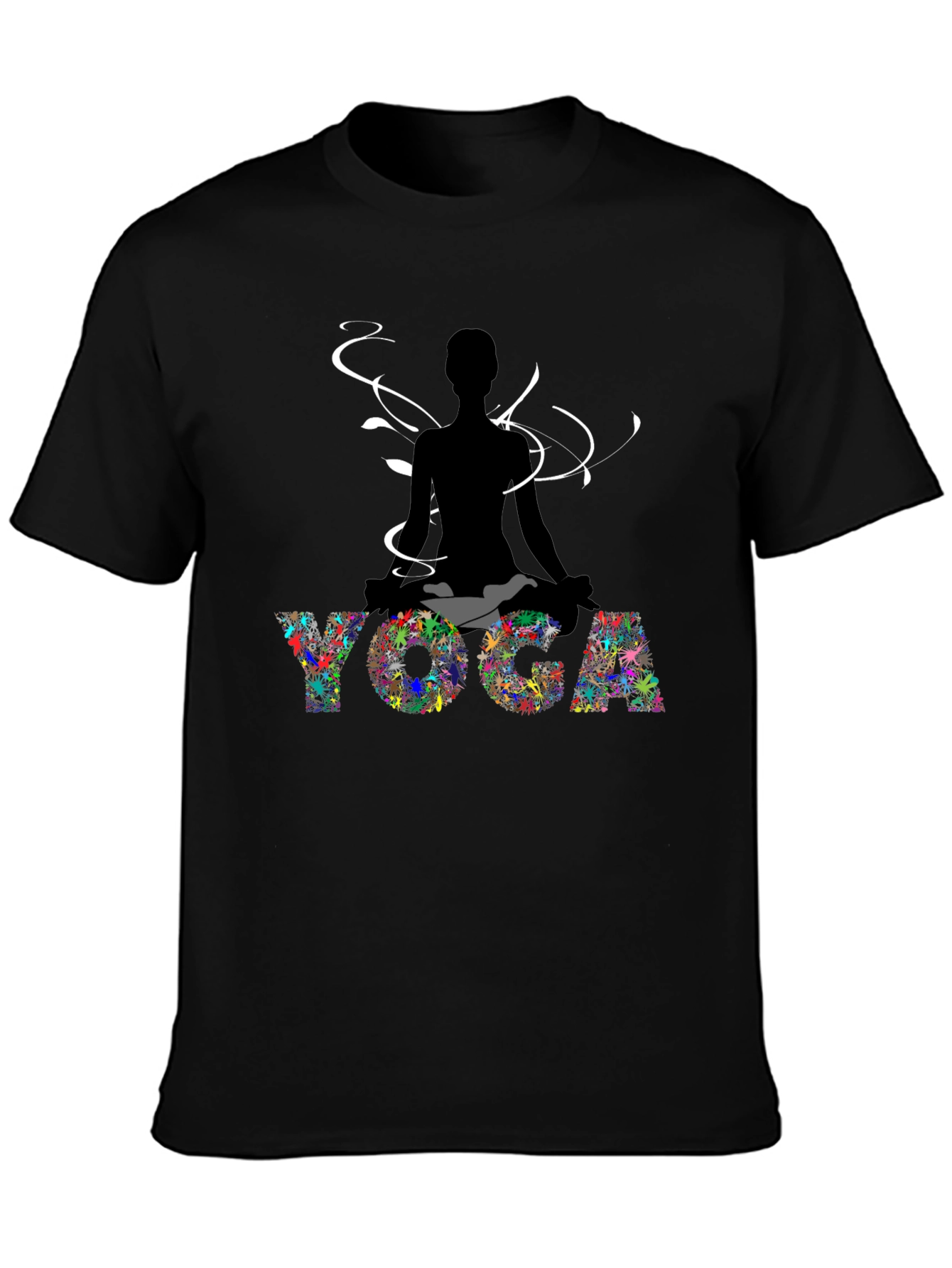 Yoga Silhouette Graphic T-Shirt - Black