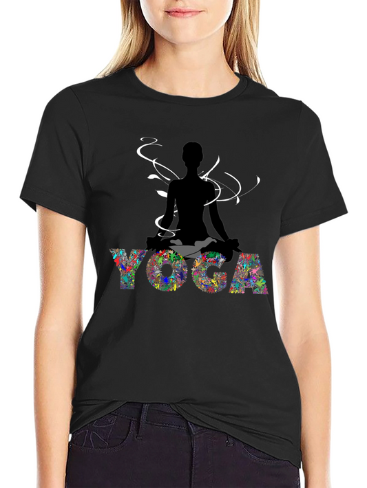 Yoga Silhouette Graphic T-Shirt - Black