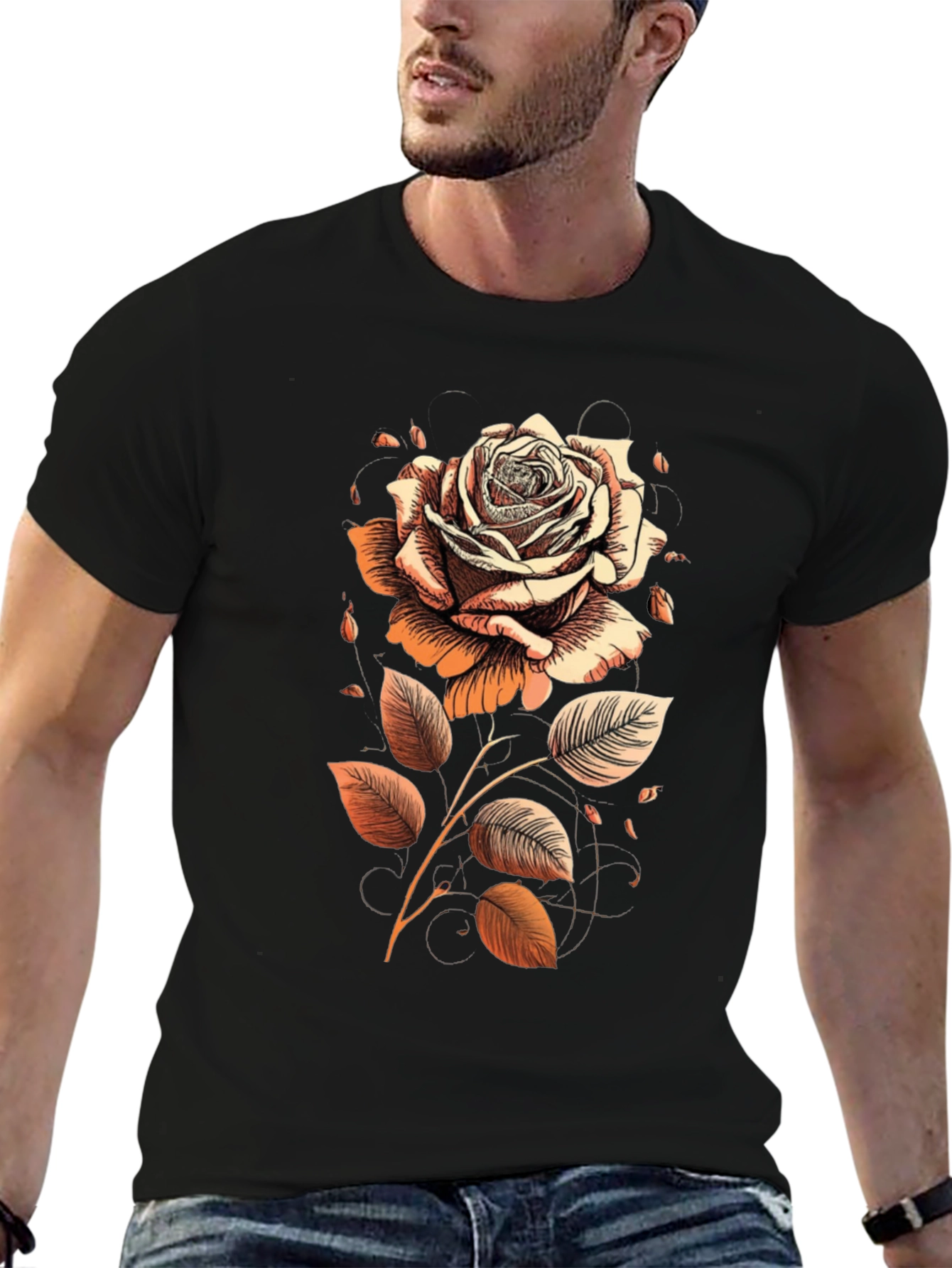 Rose Graphic Tee - Artistic Floral Design