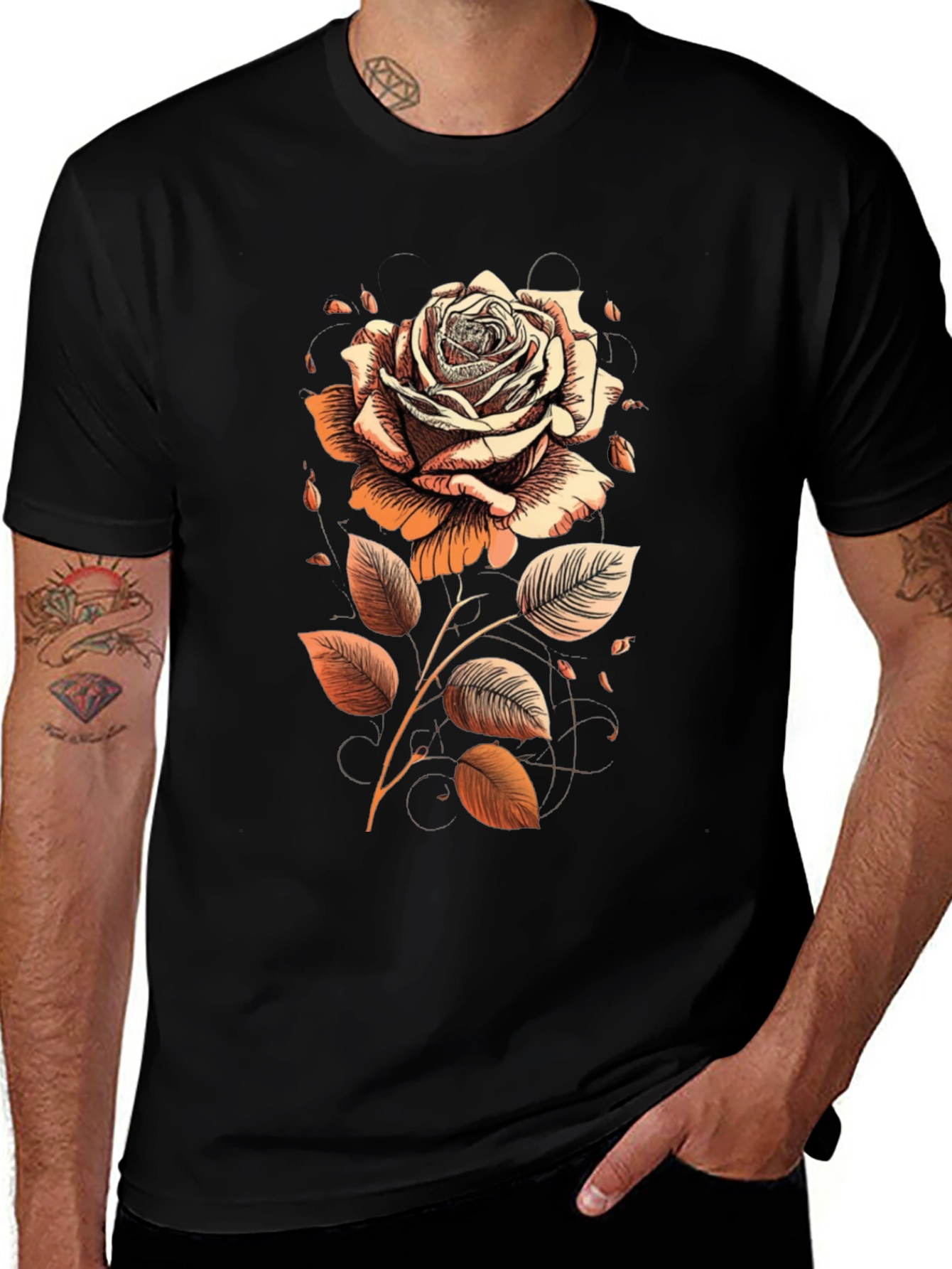 Rose Graphic Tee - Artistic Floral Design