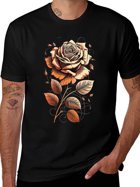 Rose Graphic Tee - Artistic Floral Design