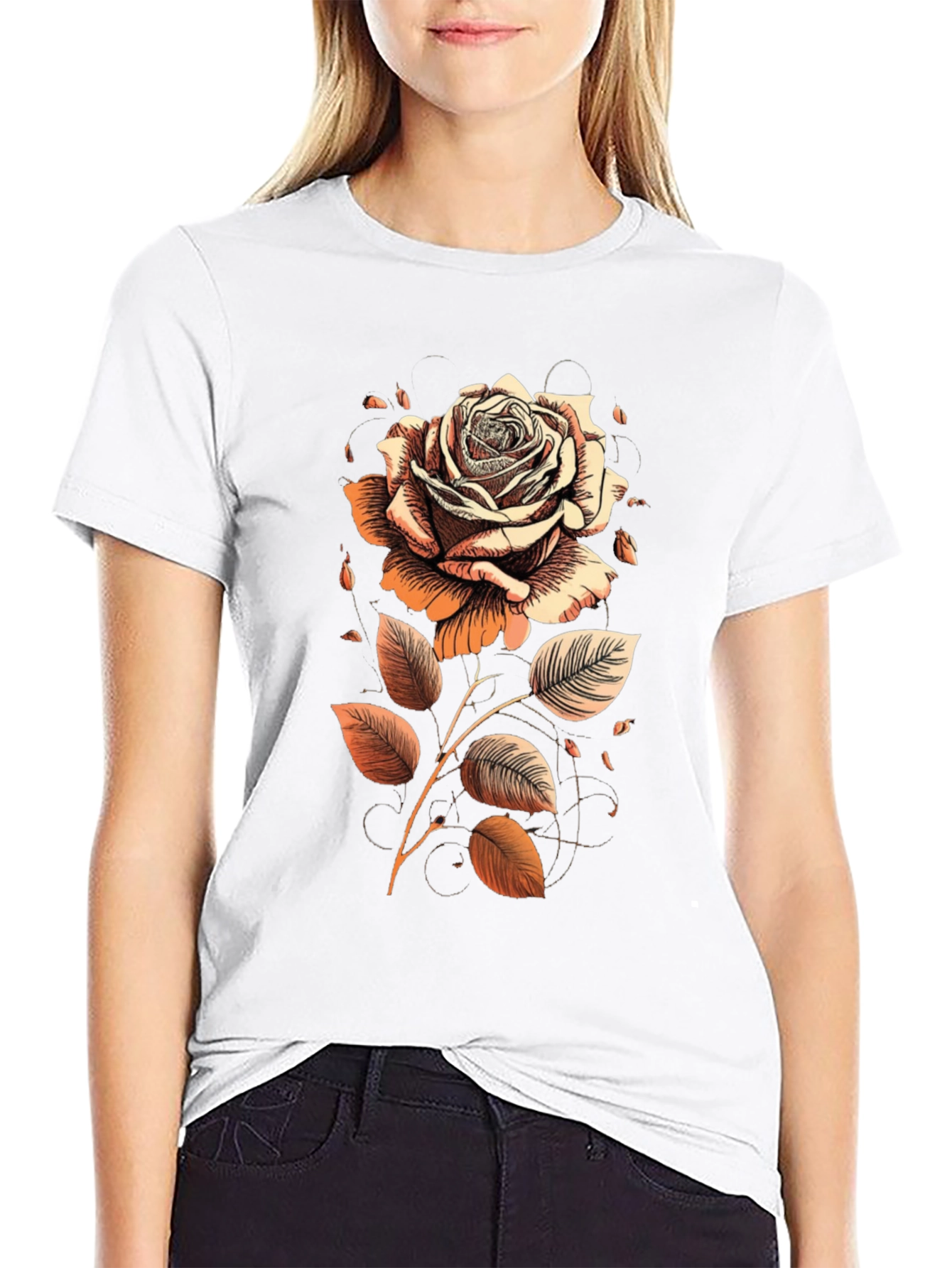 Rose Graphic Tee - Artistic Floral Design