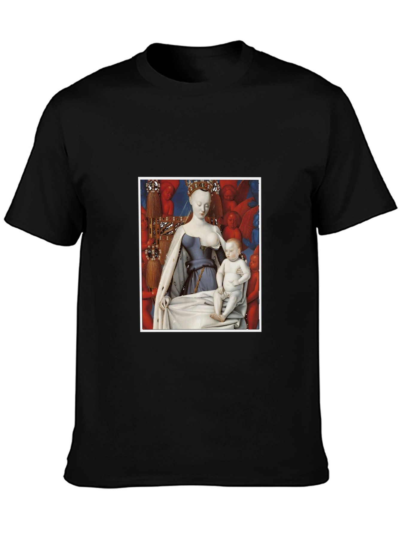 Artistic Graphic Tee: Madonna and Child Renaissance Style