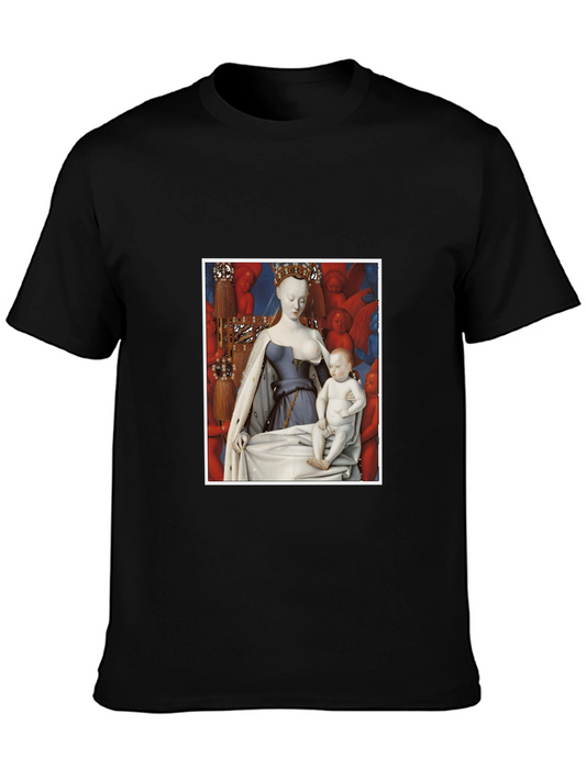 Artistic Graphic Tee: Madonna and Child Renaissance Style