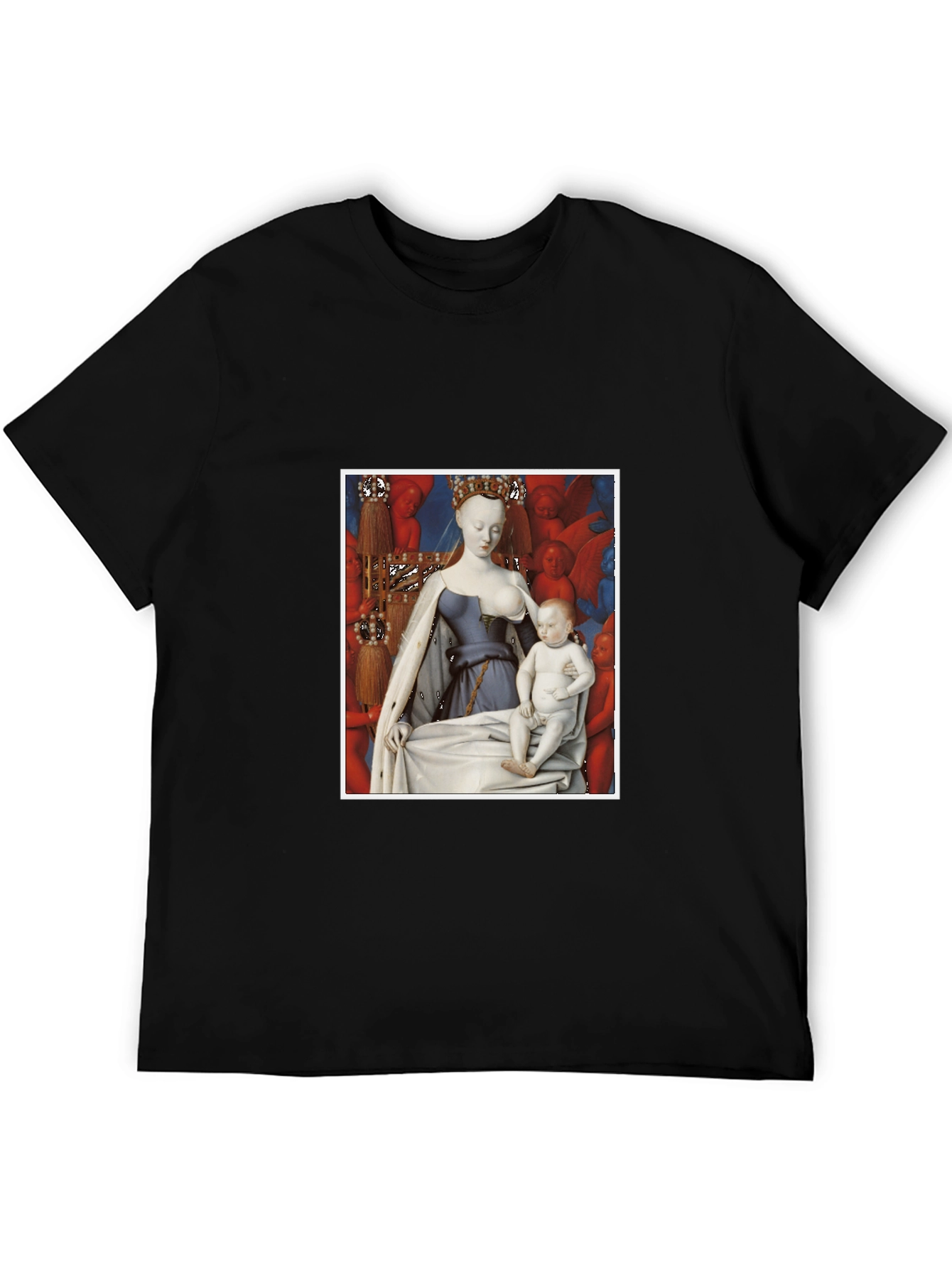 Artistic Graphic Tee: Madonna and Child Renaissance Style