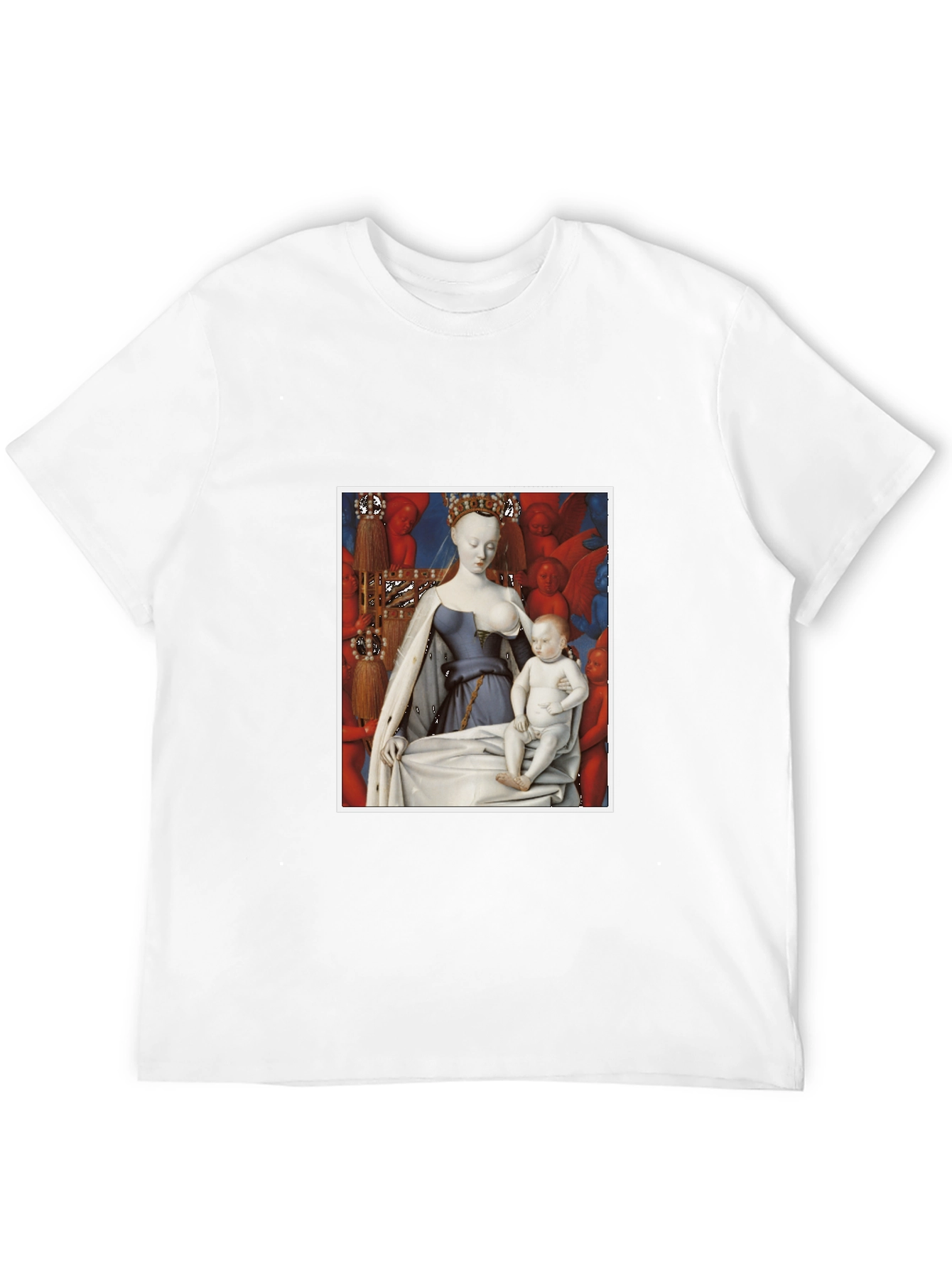 Artistic Graphic Tee: Madonna and Child Renaissance Style