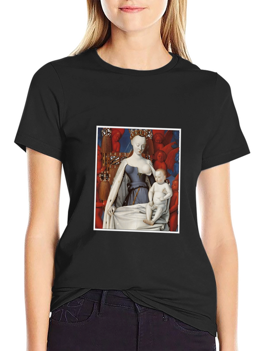 Artistic Graphic Tee: Madonna and Child Renaissance Style