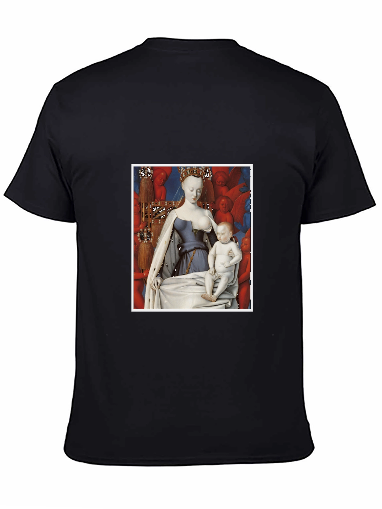 Artistic Graphic Tee: Madonna and Child Renaissance Style