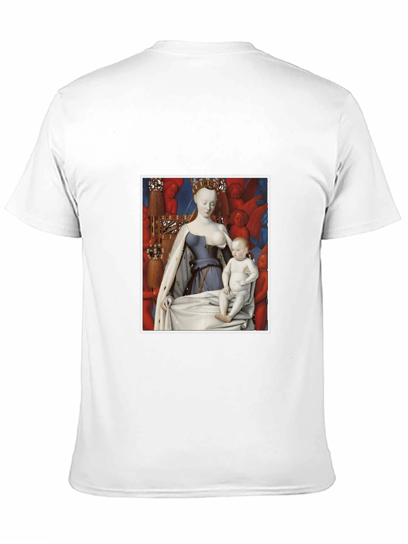 Artistic Graphic Tee: Madonna and Child Renaissance Style