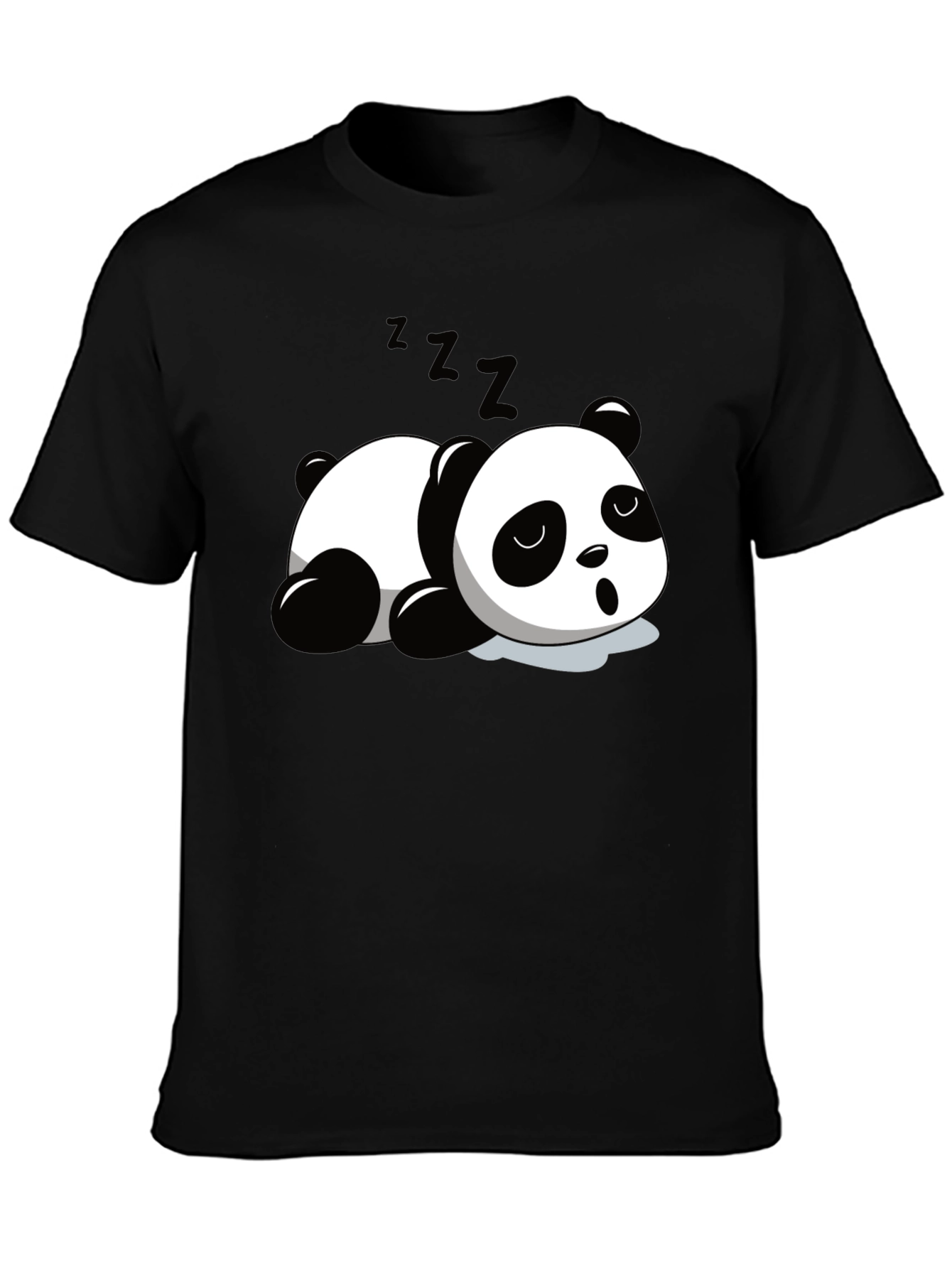 Cute Panda Sleeping Graphic T-Shirt - Black