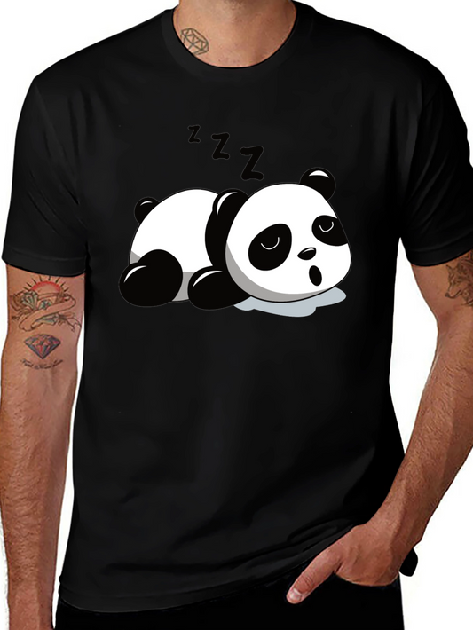 Cute Panda Sleeping Graphic T-Shirt - Black