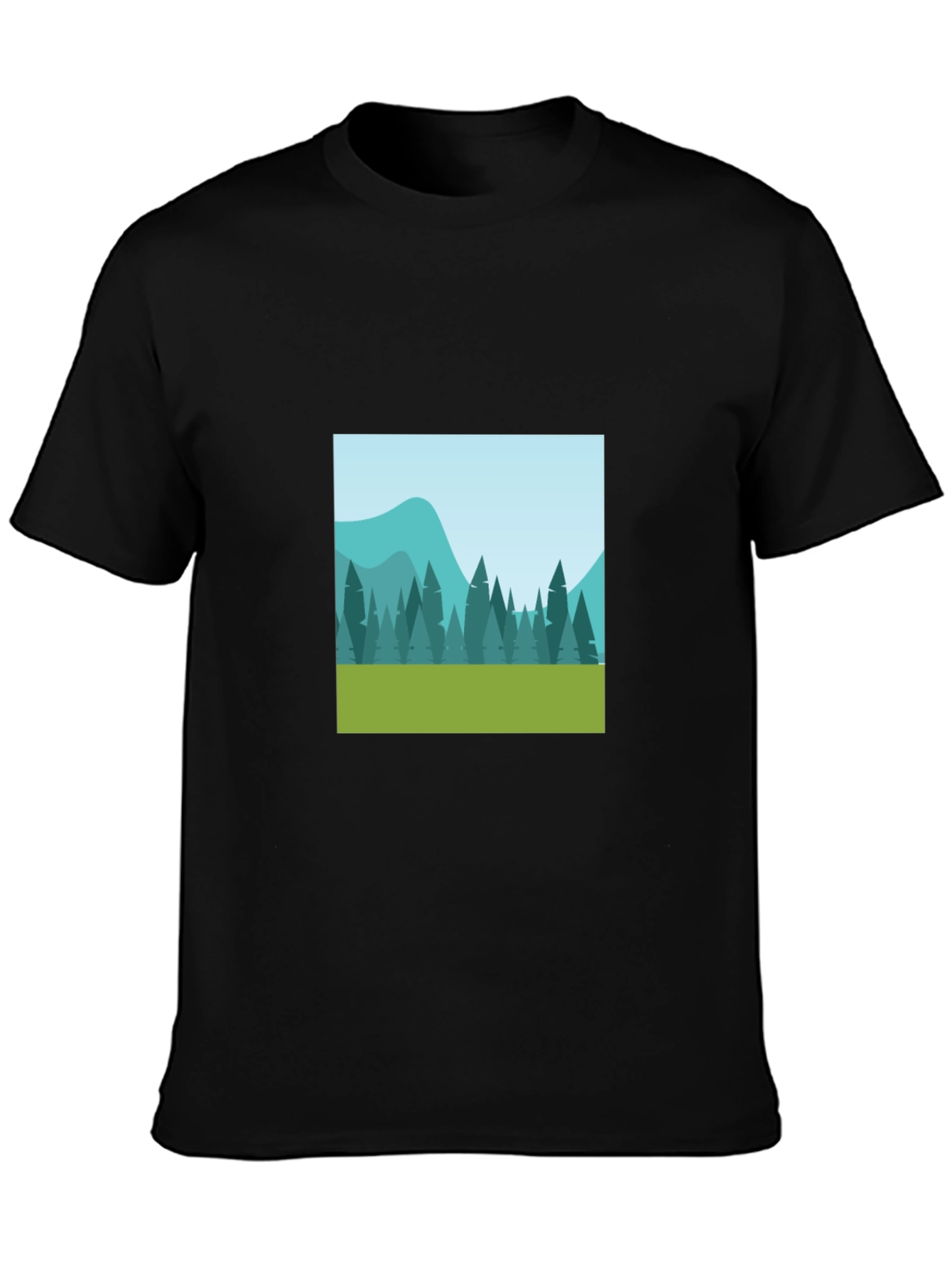 Nature Scene Graphic Tee - Black Cotton Comfort