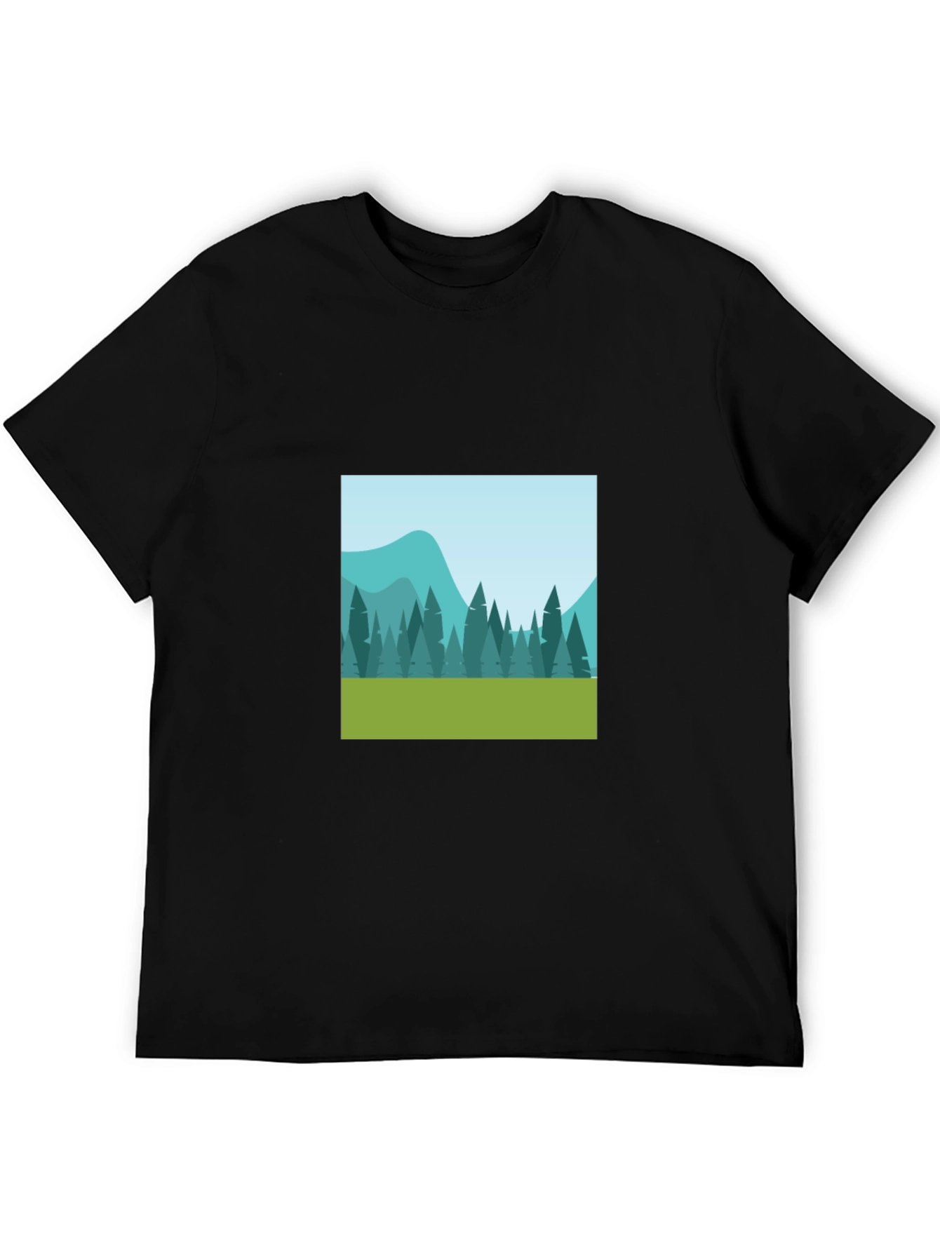 Nature Scene Graphic Tee - Black Cotton Comfort