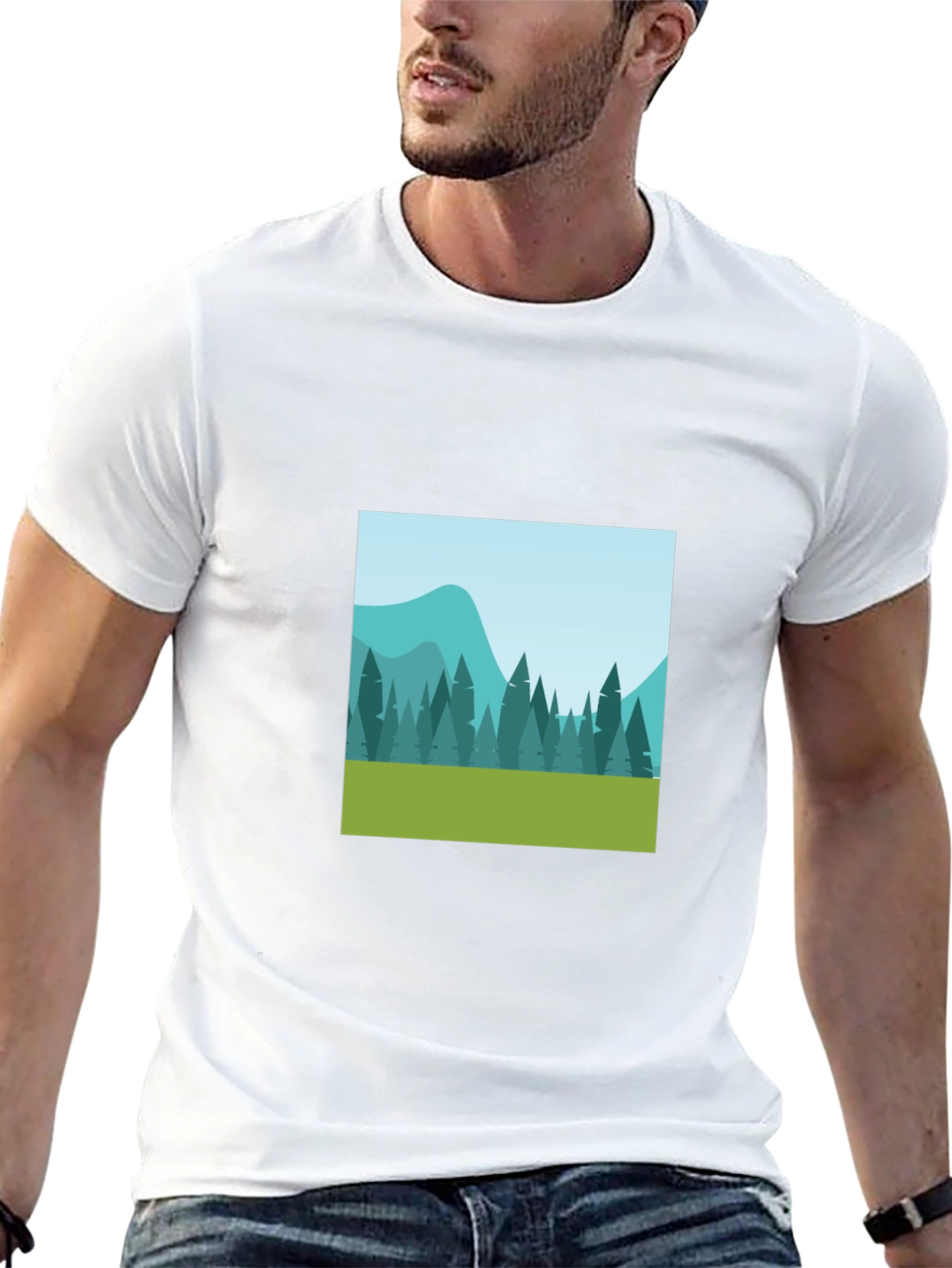 Nature Scene Graphic Tee - Black Cotton Comfort