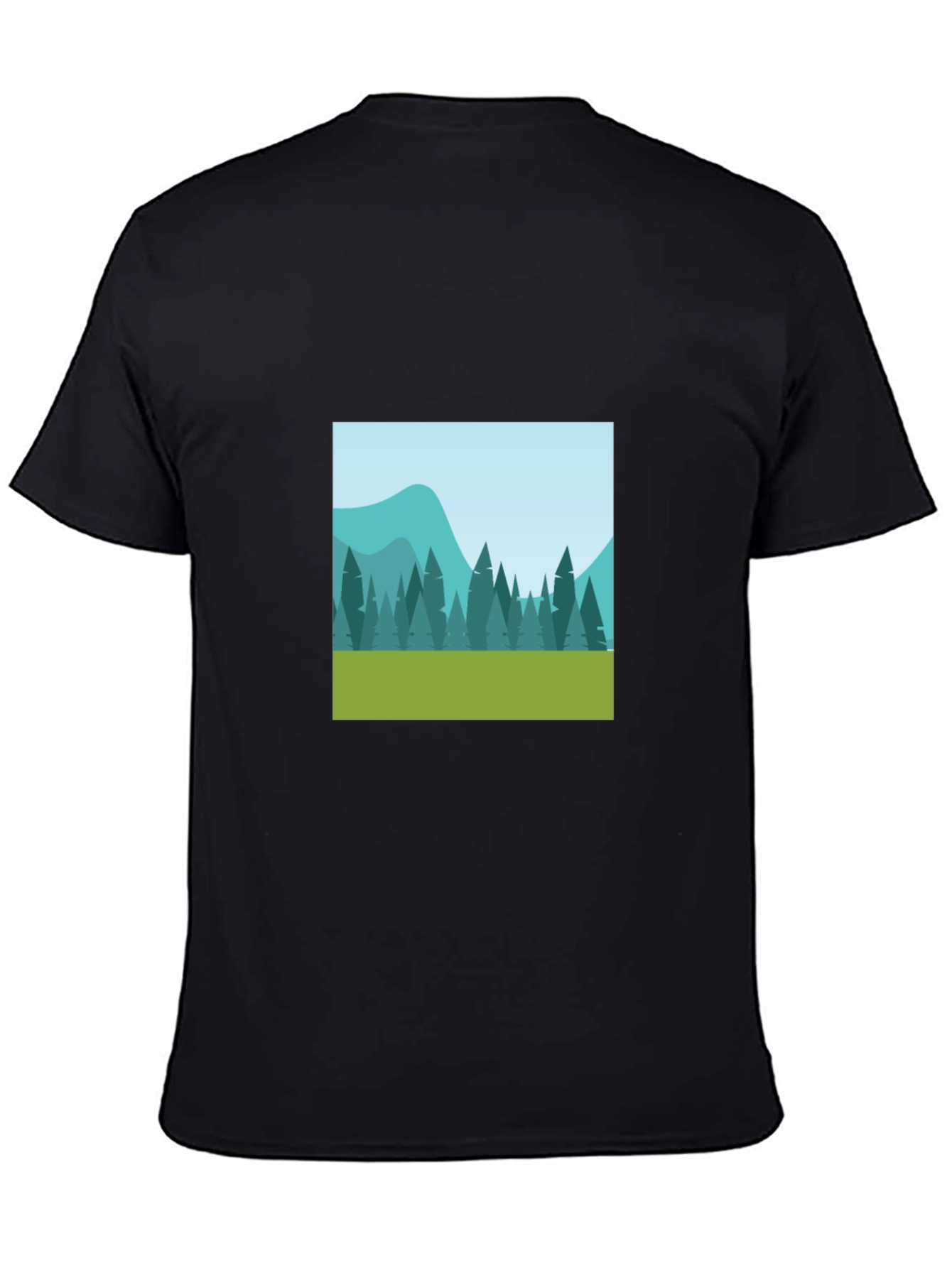 Nature Scene Graphic Tee - Black Cotton Comfort