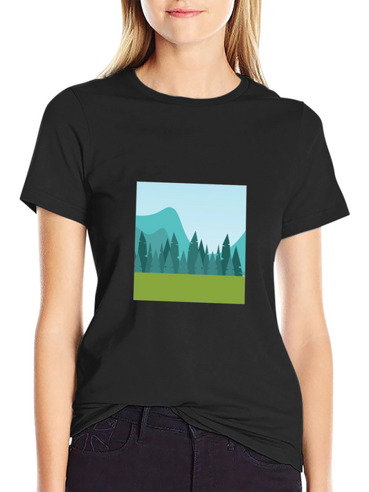 Nature Scene Graphic Tee - Black Cotton Comfort