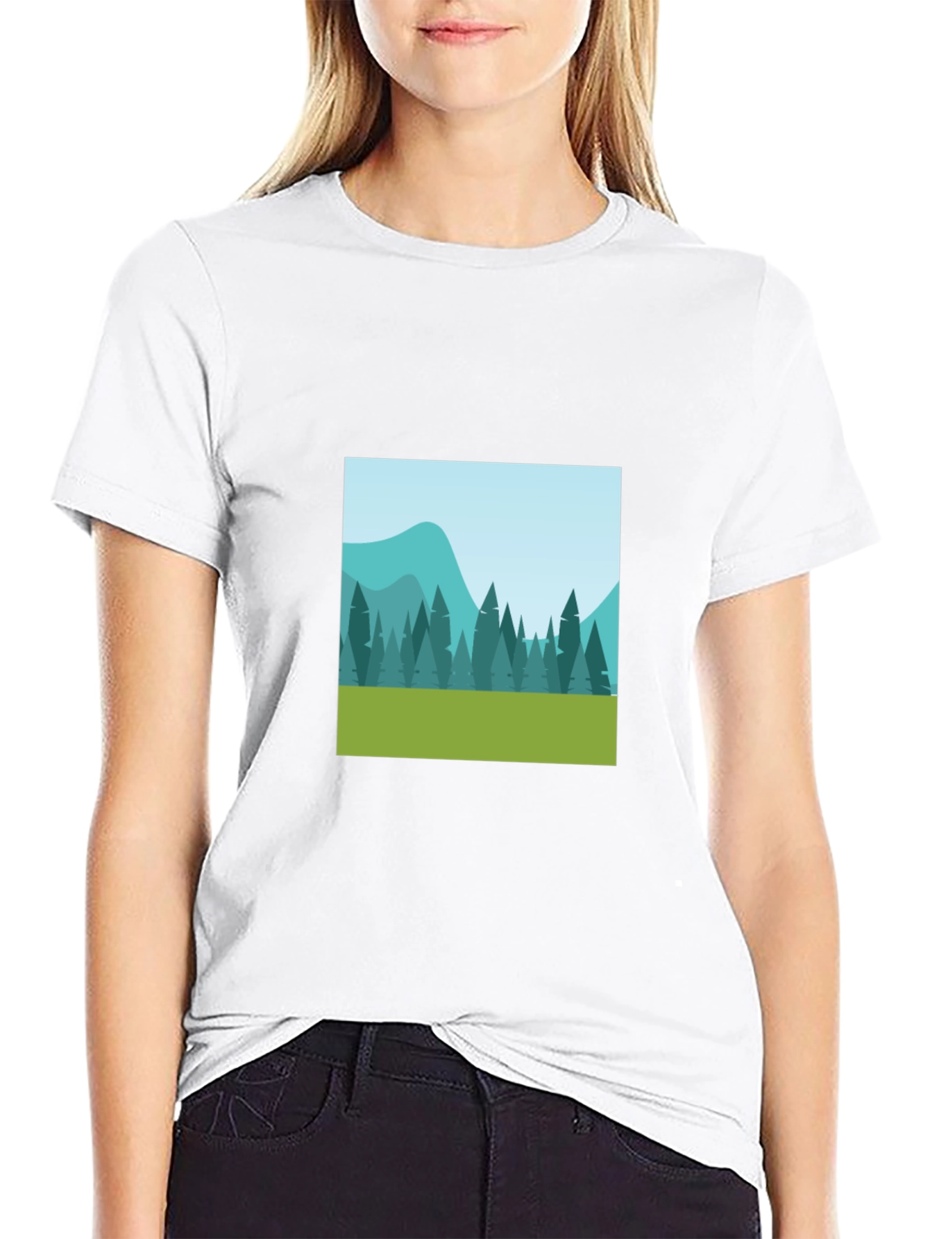 Nature Scene Graphic Tee - Black Cotton Comfort
